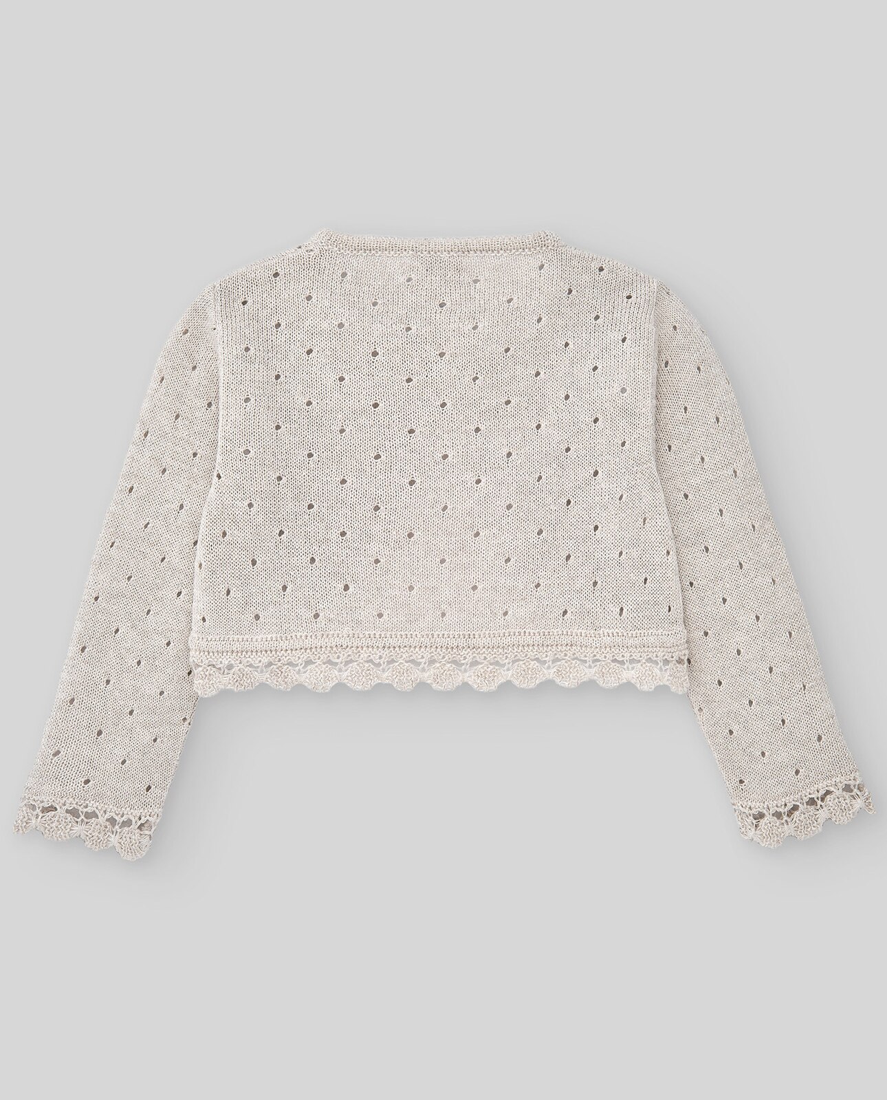 Casaco Infantil de Cerimónia com Corte Bolero Natural-2