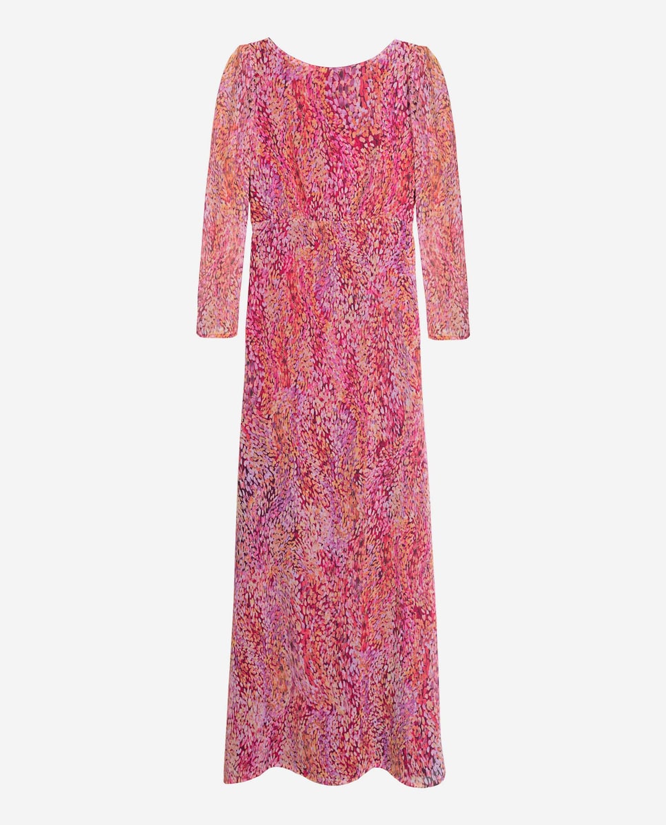 Vestido Midi Estampado com Manga Comprida Multicolor-5