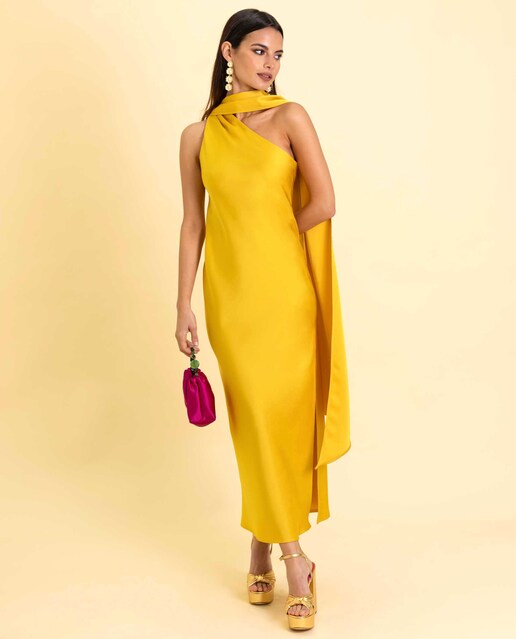 Imagem 0 de Vestido Midi Assimétrico com Laçada
