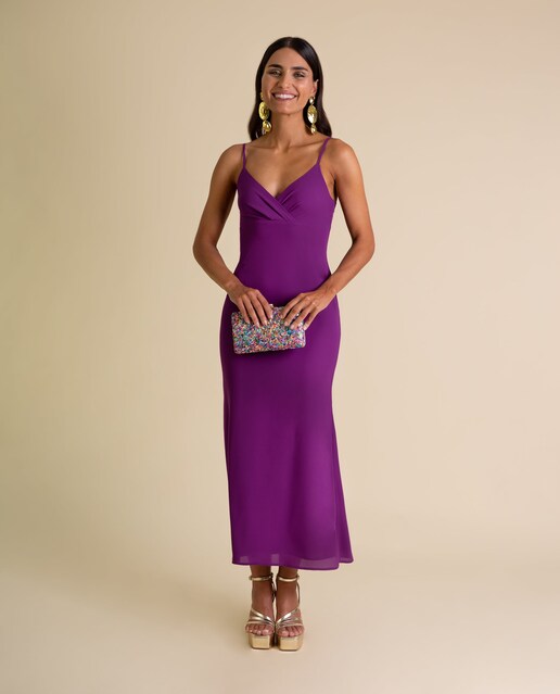 Imagem 0 de Vestido Midi de Alças com Decote V