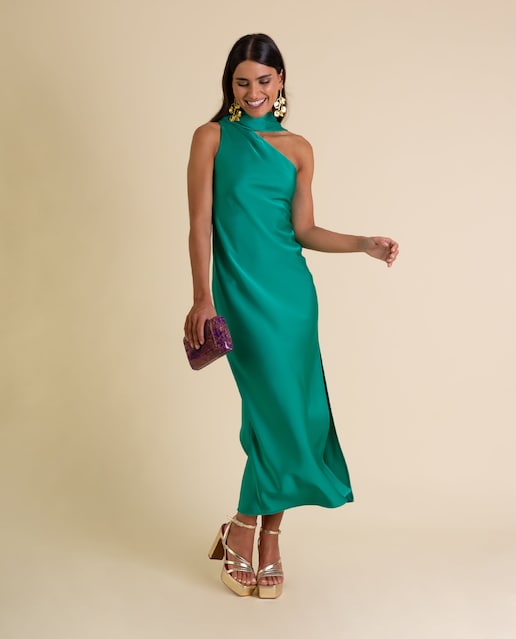 Imagem 0 de Vestido Midi Assimétrico com Laçada