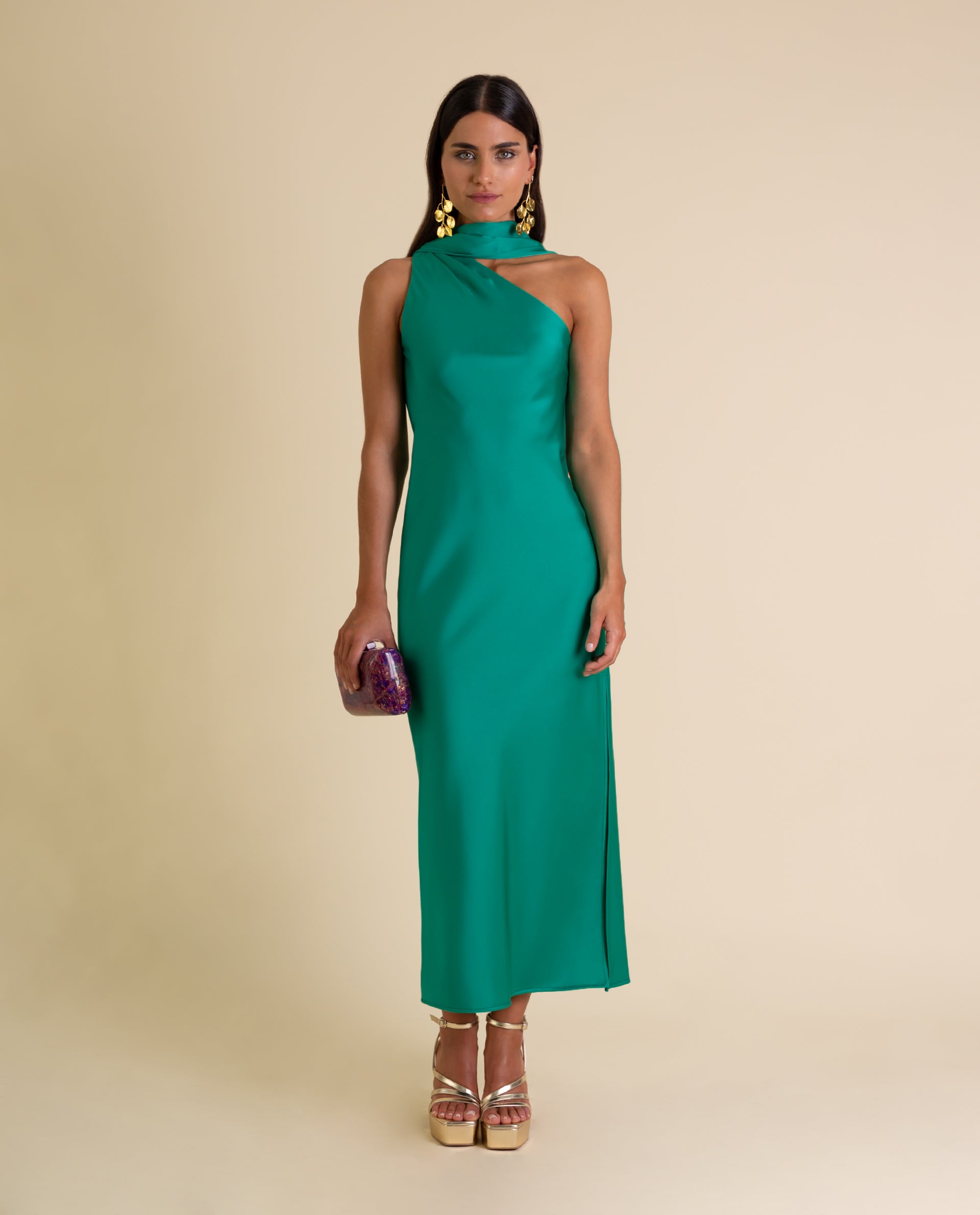 Imagem 0 de Vestido Midi Assimétrico com Laçada