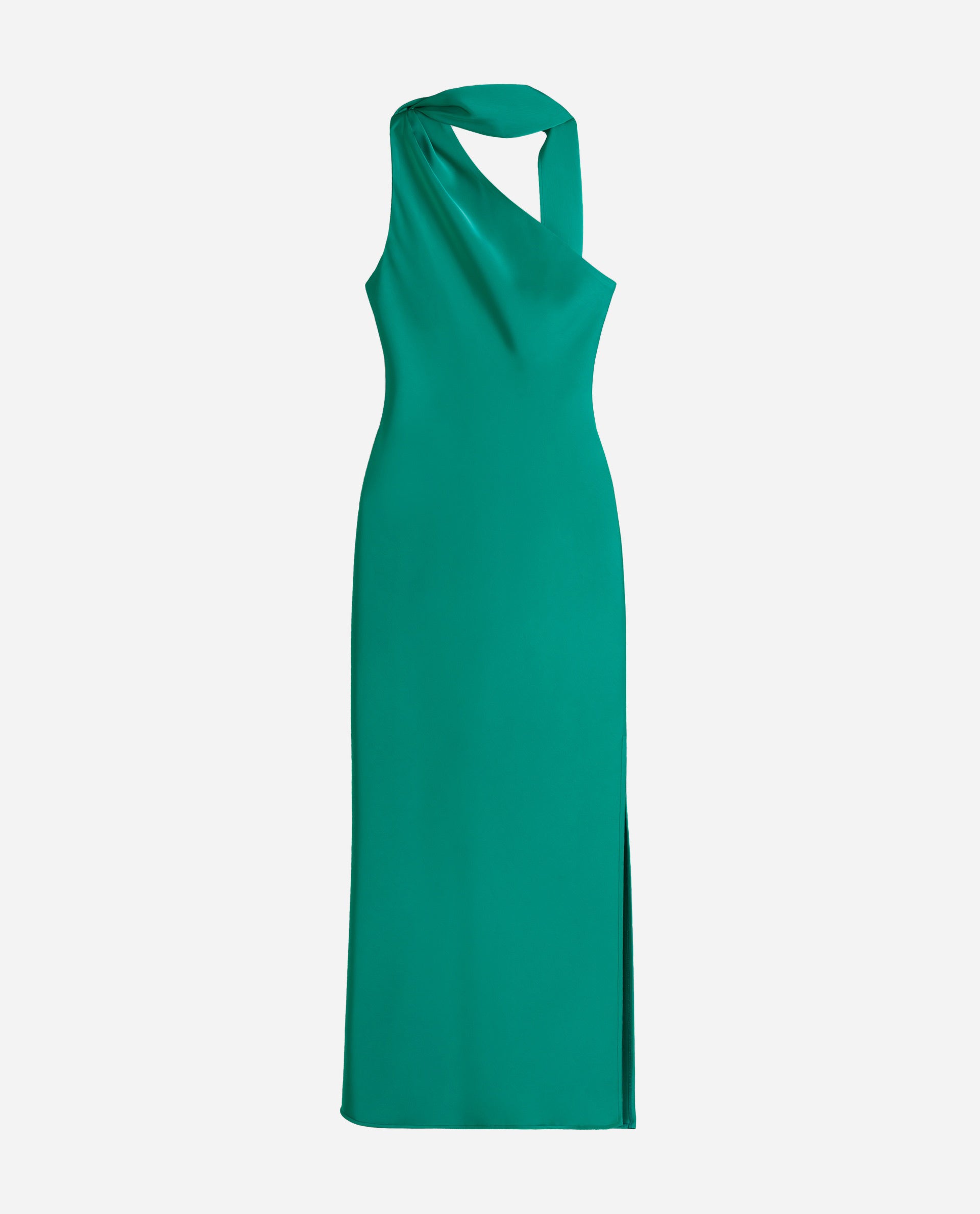 Vestido Midi Assimétrico com Laçada Verde-5