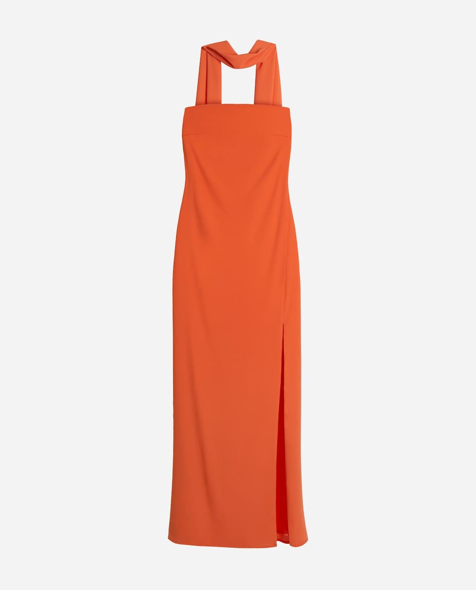 Vestido Palavra de Honra com Écharpe Laranja-5