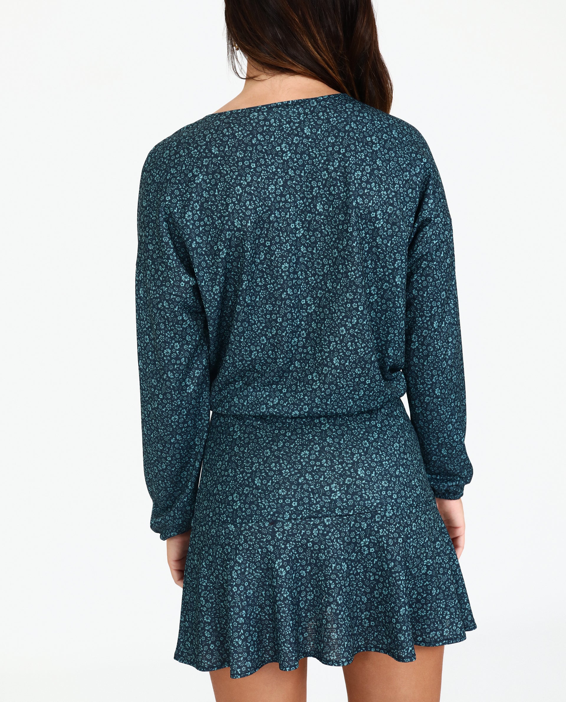 Saia Curta com Estampado de Flores Verde-3