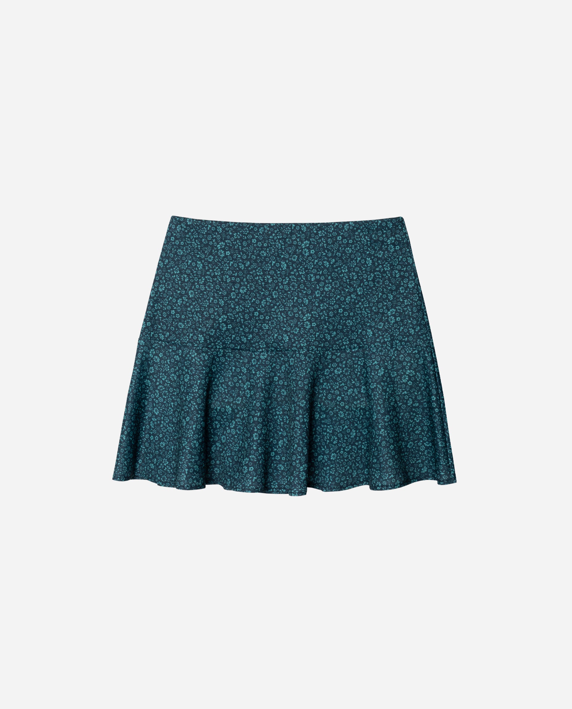 Saia Curta com Estampado de Flores Verde-5