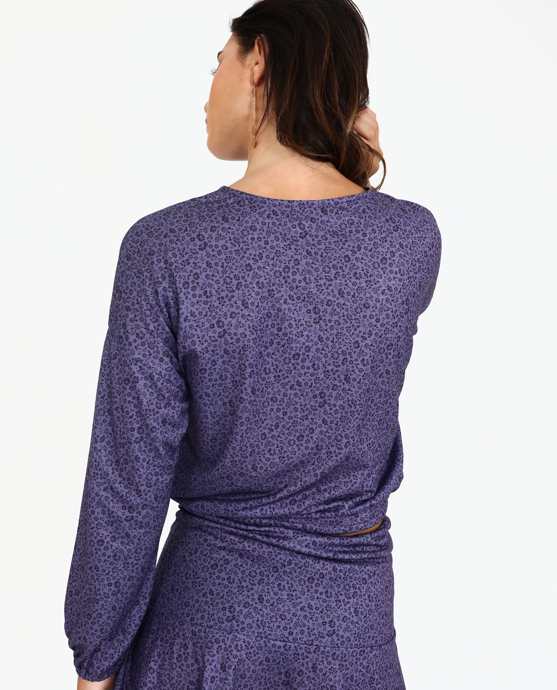 Blusa Estampada de Manga Comprida Roxo-2