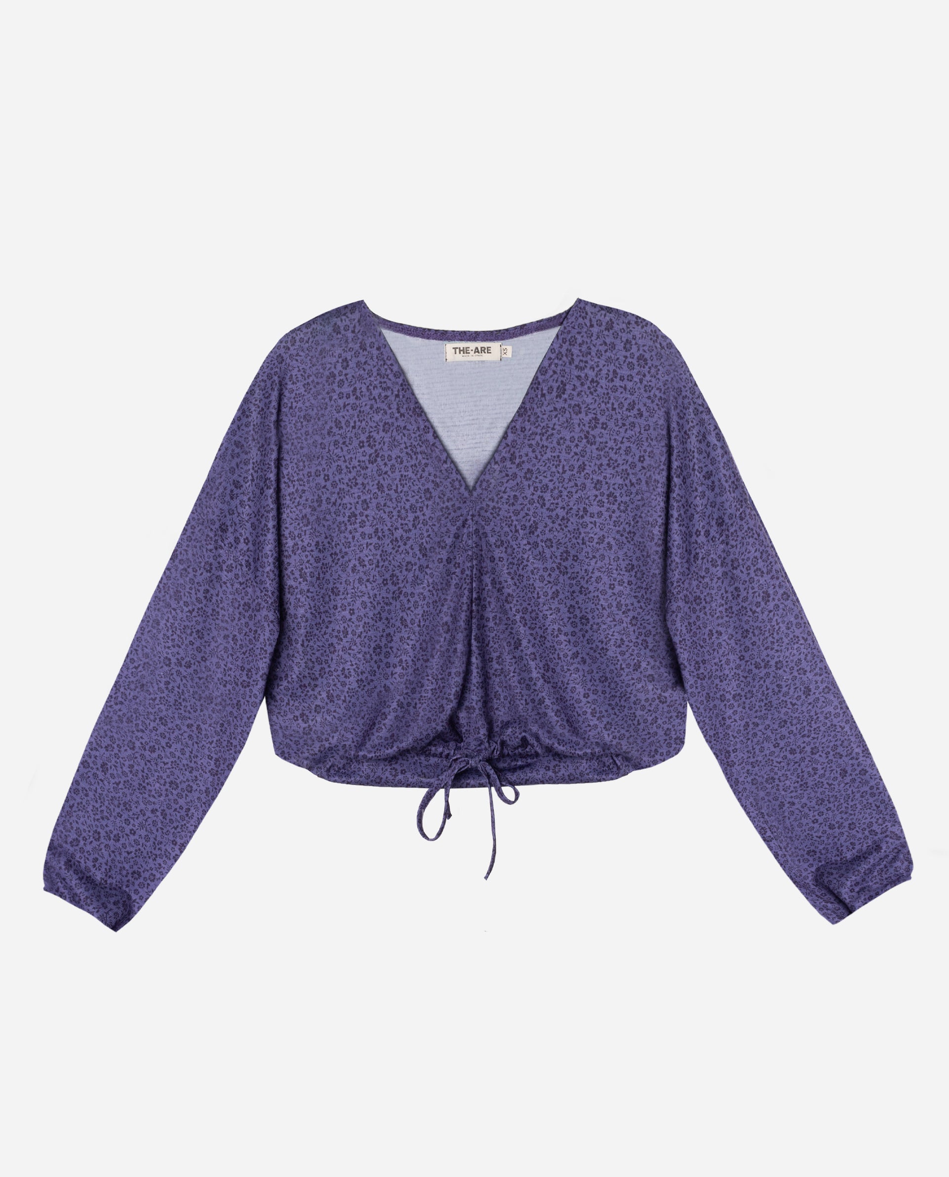 Blusa Estampada de Manga Comprida Roxo-5