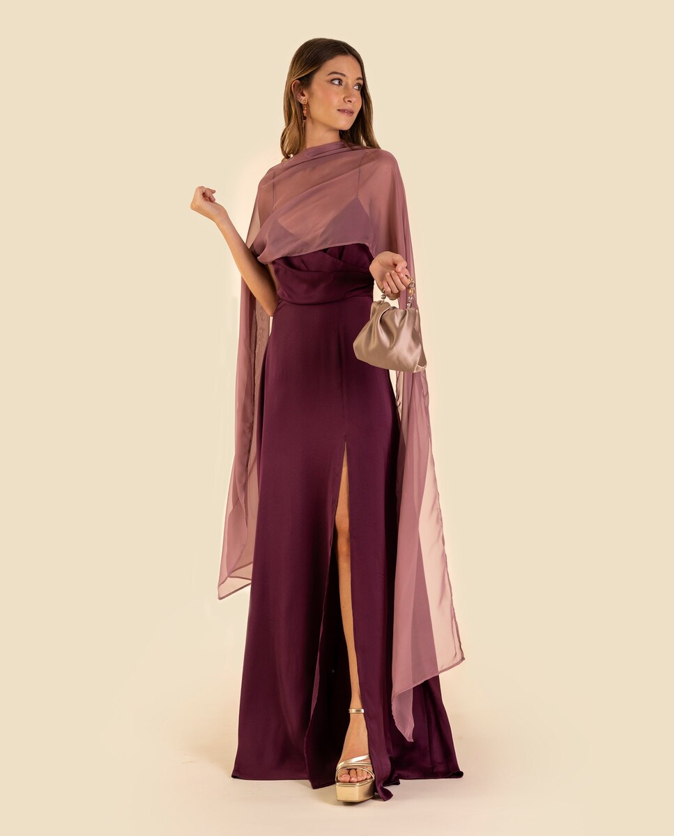 Vestido Comprido Princesa de Alças Bordeaux-2