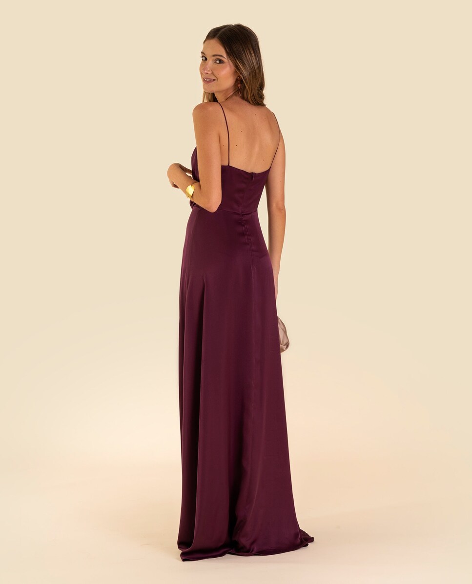 Vestido Comprido Princesa de Alças Bordeaux-3