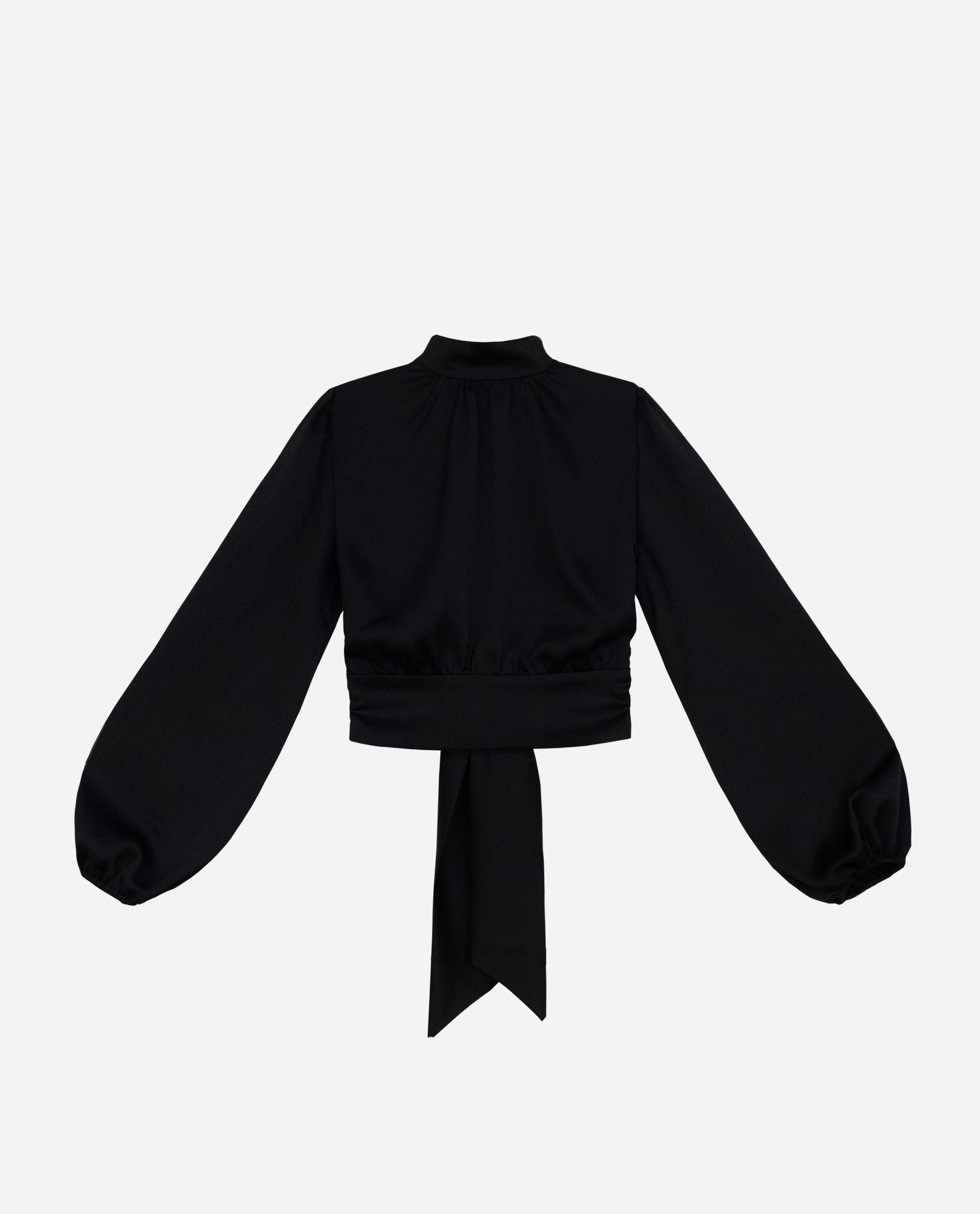 Blusa Acetinada com Costas Abertas Preto-5