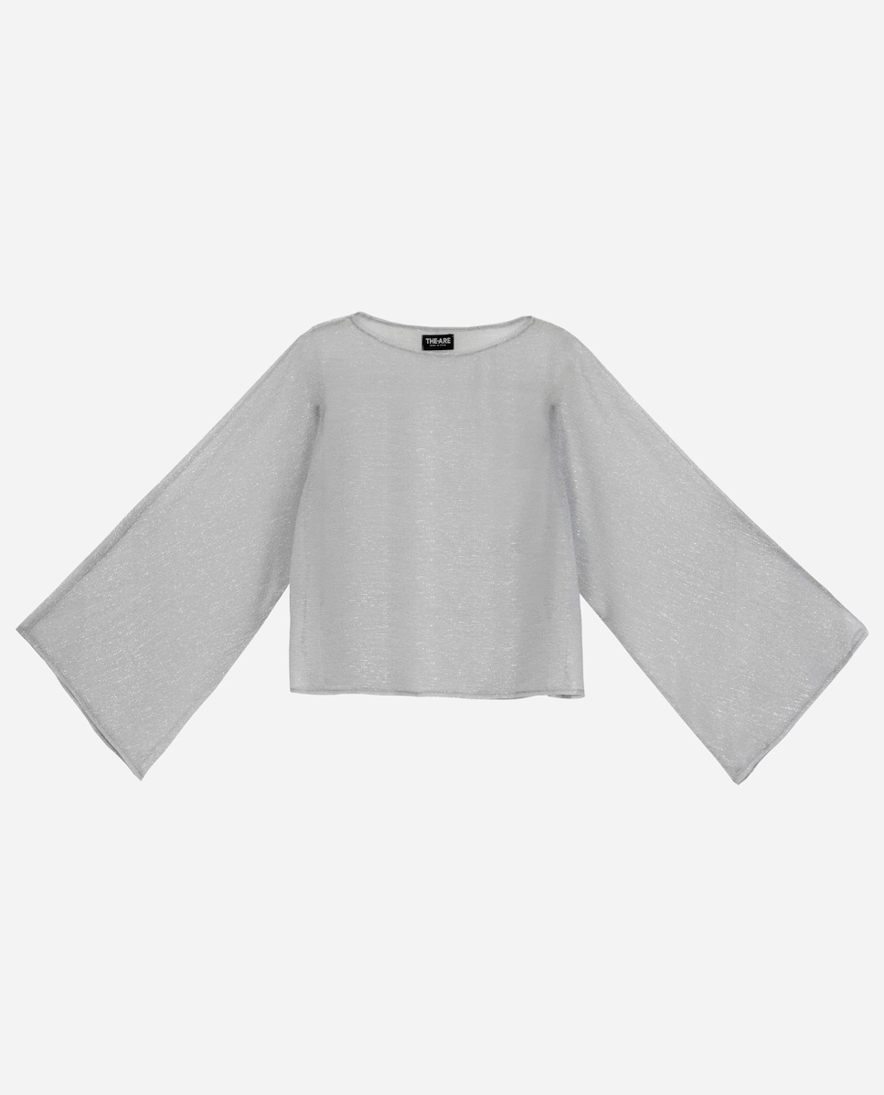 Camisola Semitransparente com Brilho Prata-5