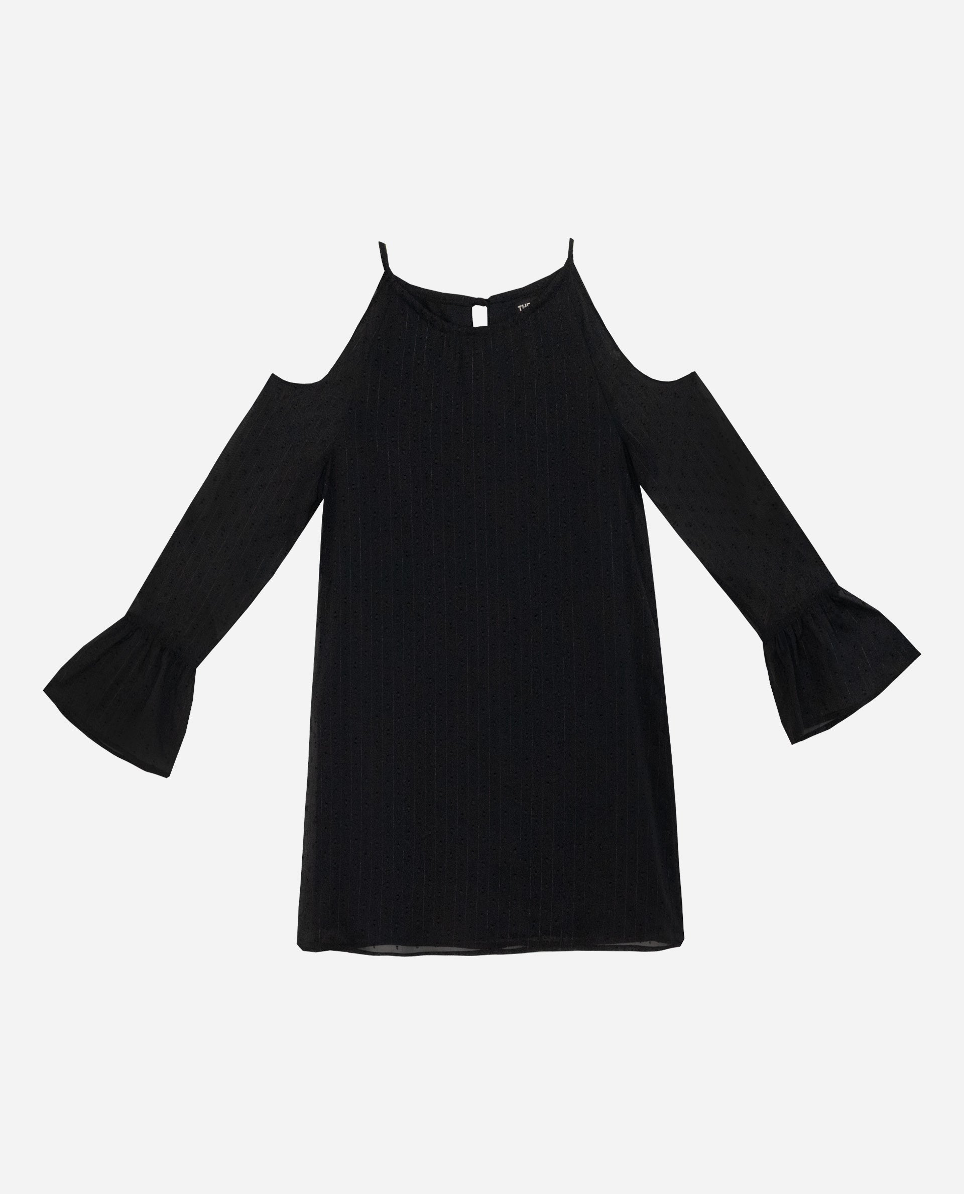 Vestido Curto com Ombros Descobertos Preto-6