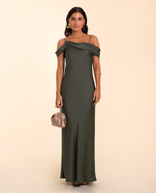 Imagem 0 de Vestido Comprido com Decote Drapeado