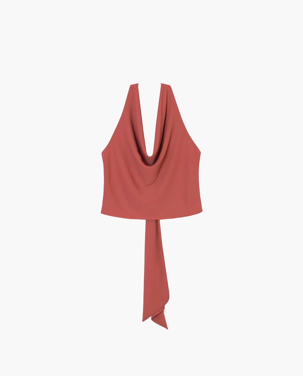 Blusa Halter com Costas Abertas Coral-6