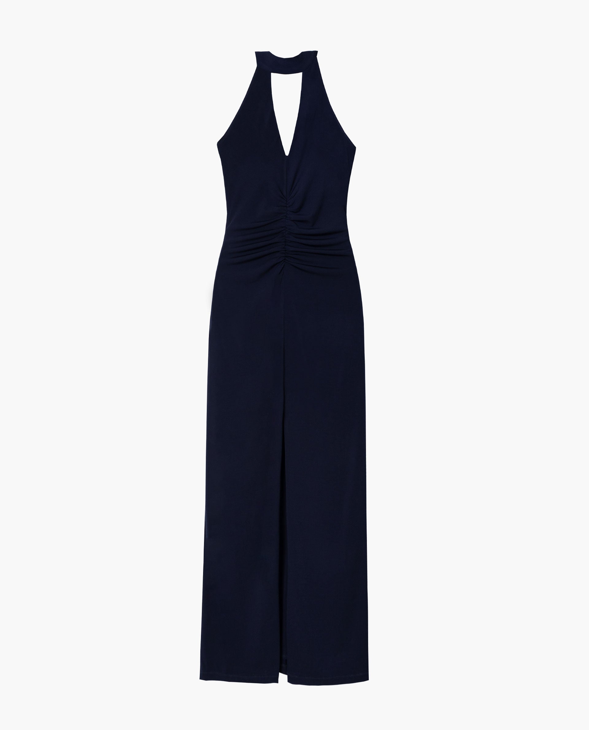 Vestido Midi Halter com Drapeado Azul-marinho-6