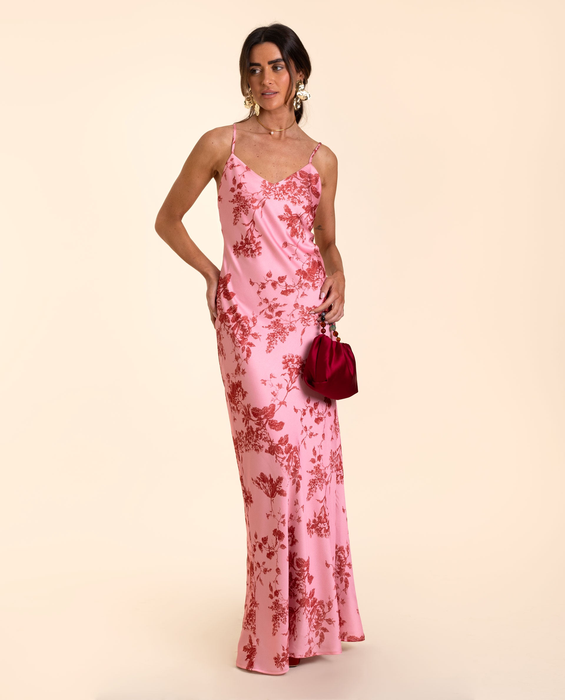 Vestido Comprido Interior com Alças Lilás-1