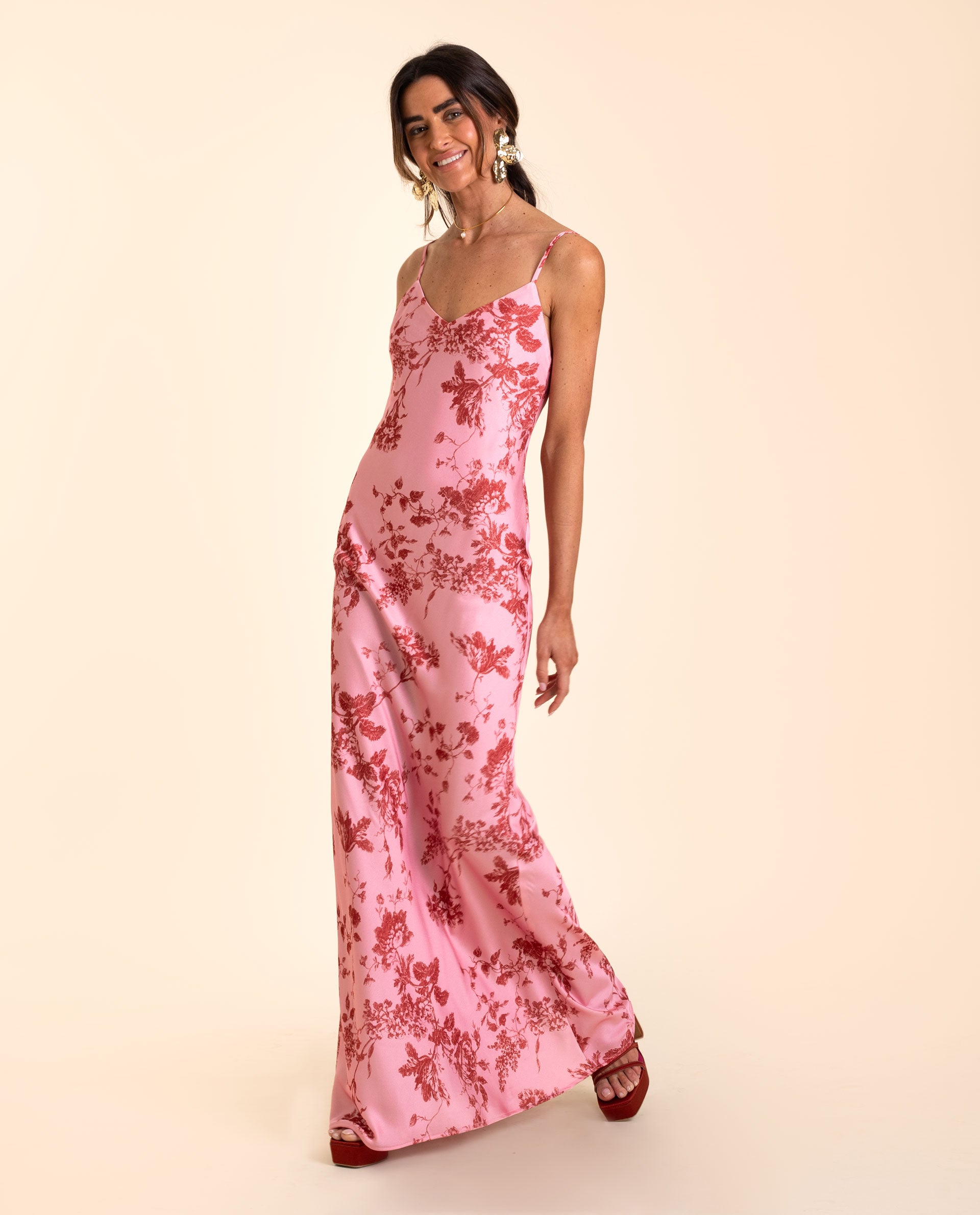 Vestido Comprido Interior com Alças Lilás-3