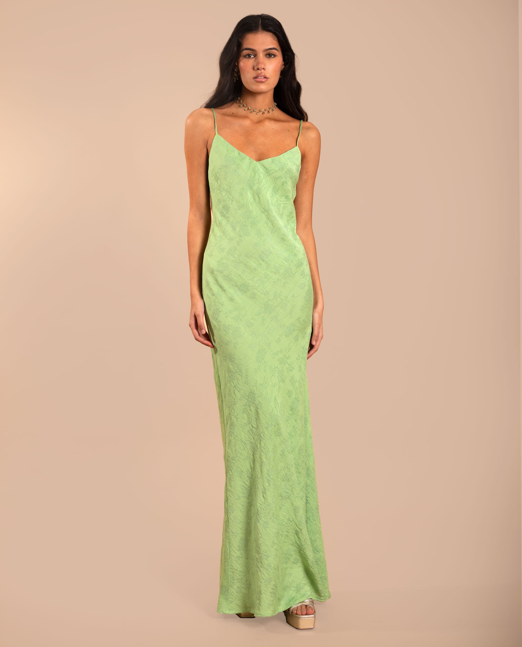 Vestido Midi de Alças Verde-1