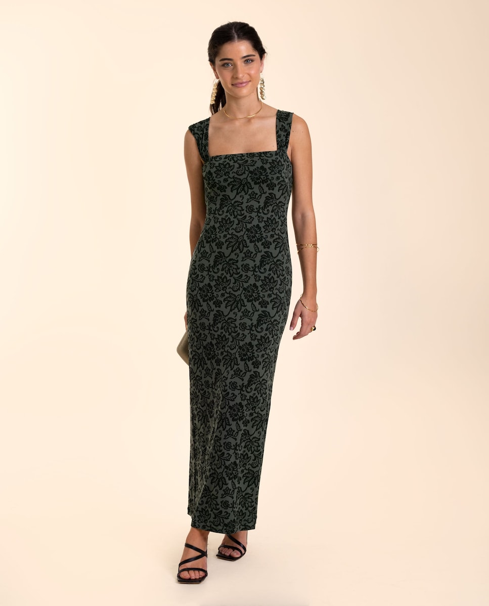 Vestido Midi com Alças Preto-1