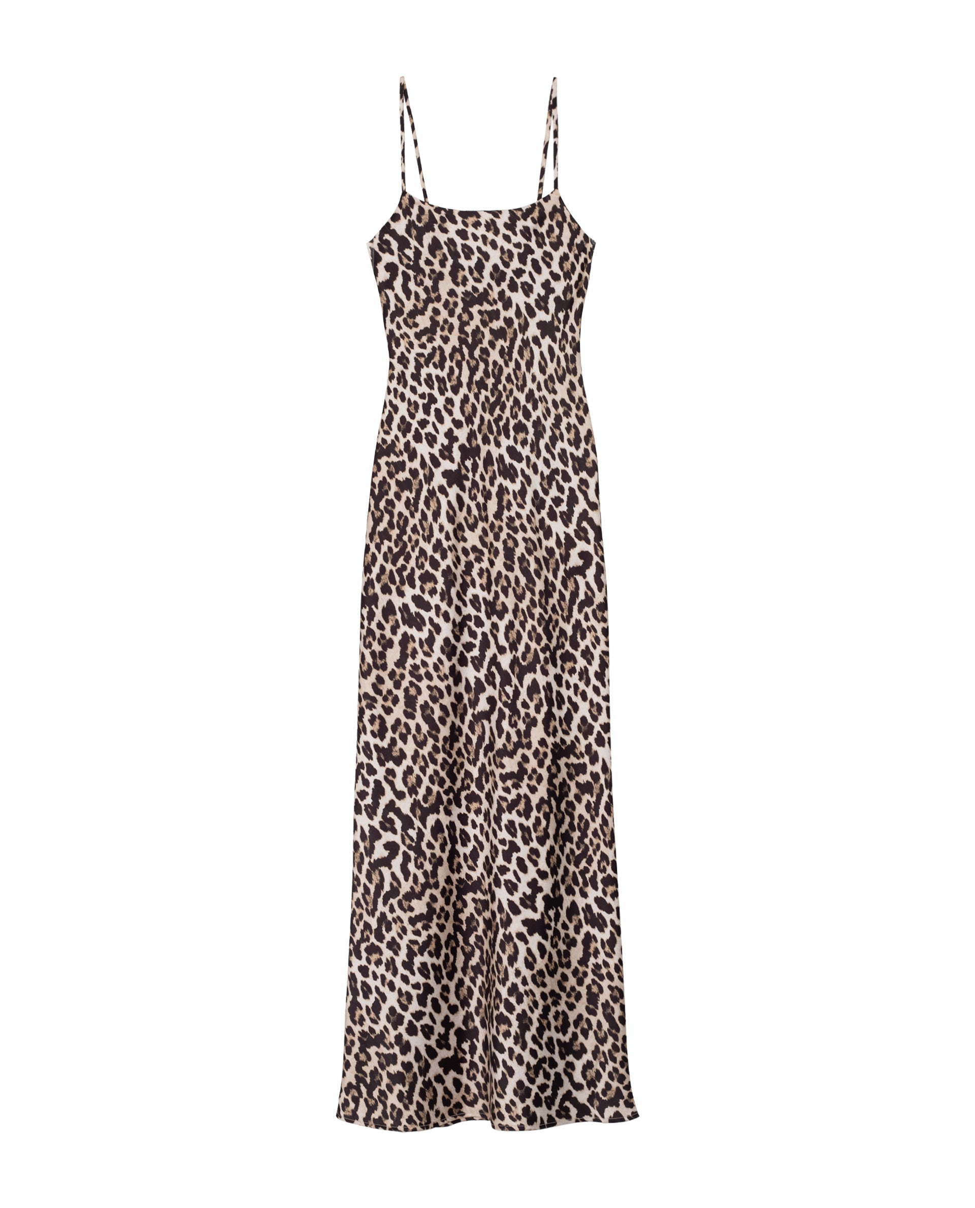 Vestido Comprido Interior com Estampado de Leopardo Preto-6