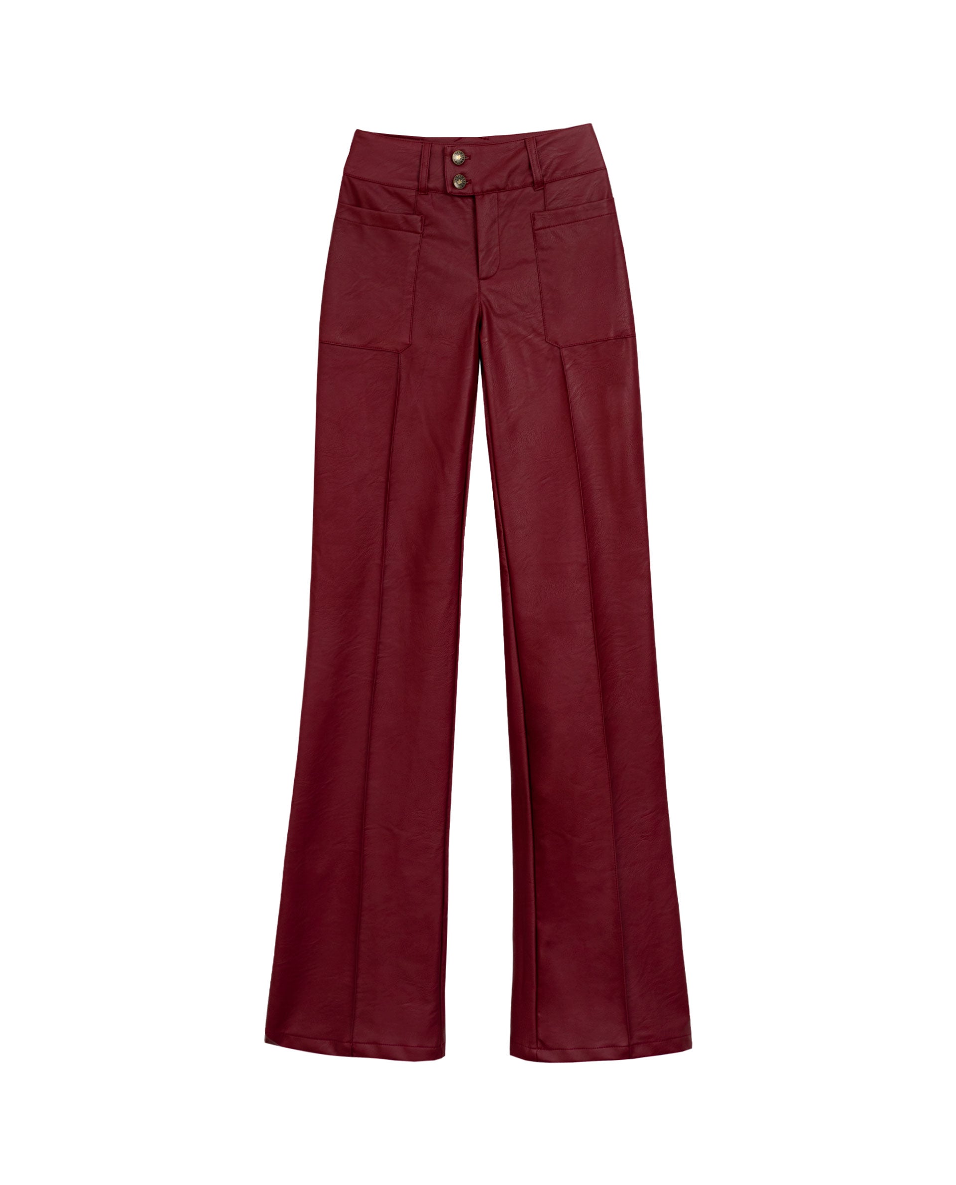 Calças com Corte a Direito Oversize de Polipele Vermelho-6