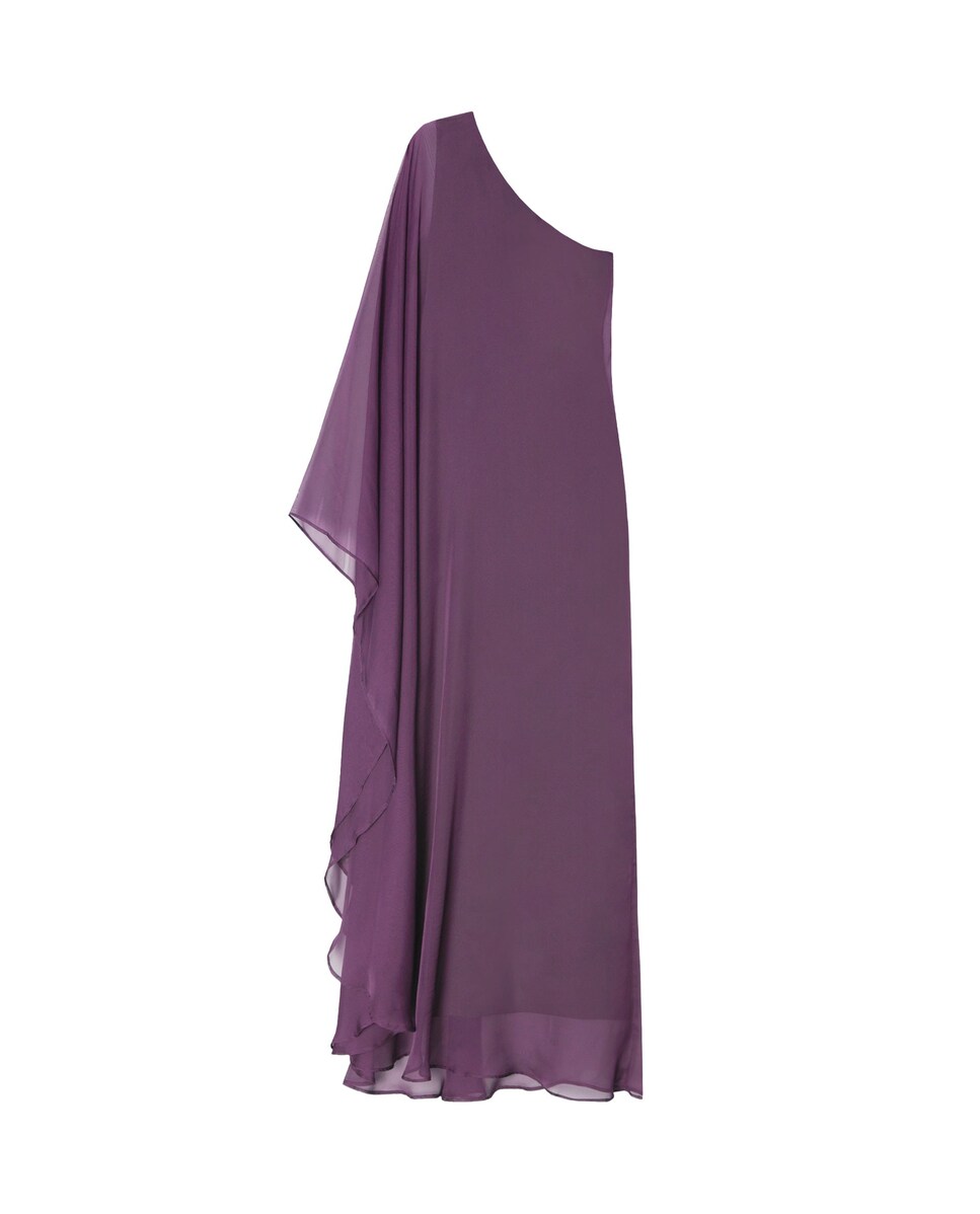 Vestido Comprido com Capa Assimétrico Roxo-6