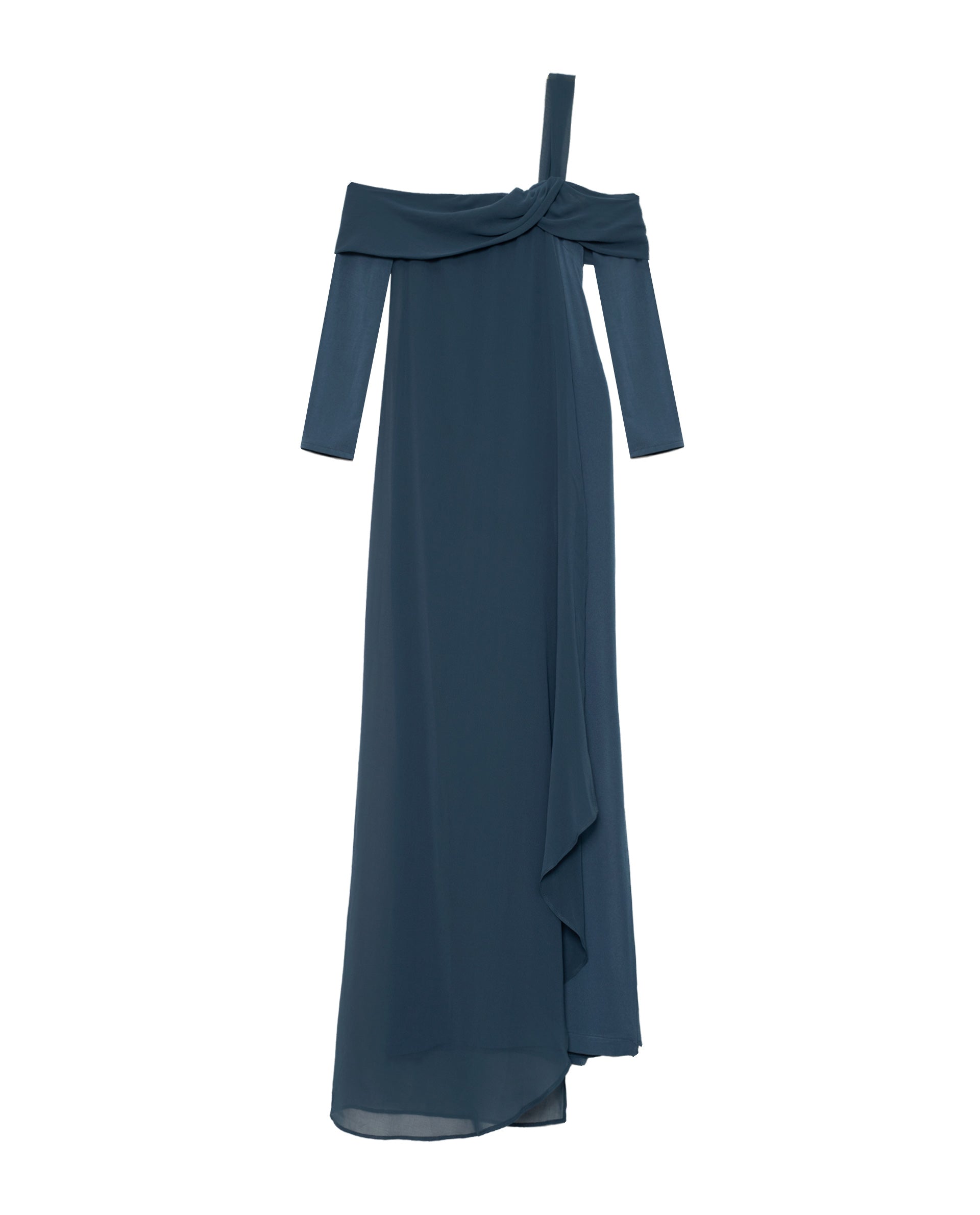 Vestido Midi Caicai com Mangas Azul-marinho-6