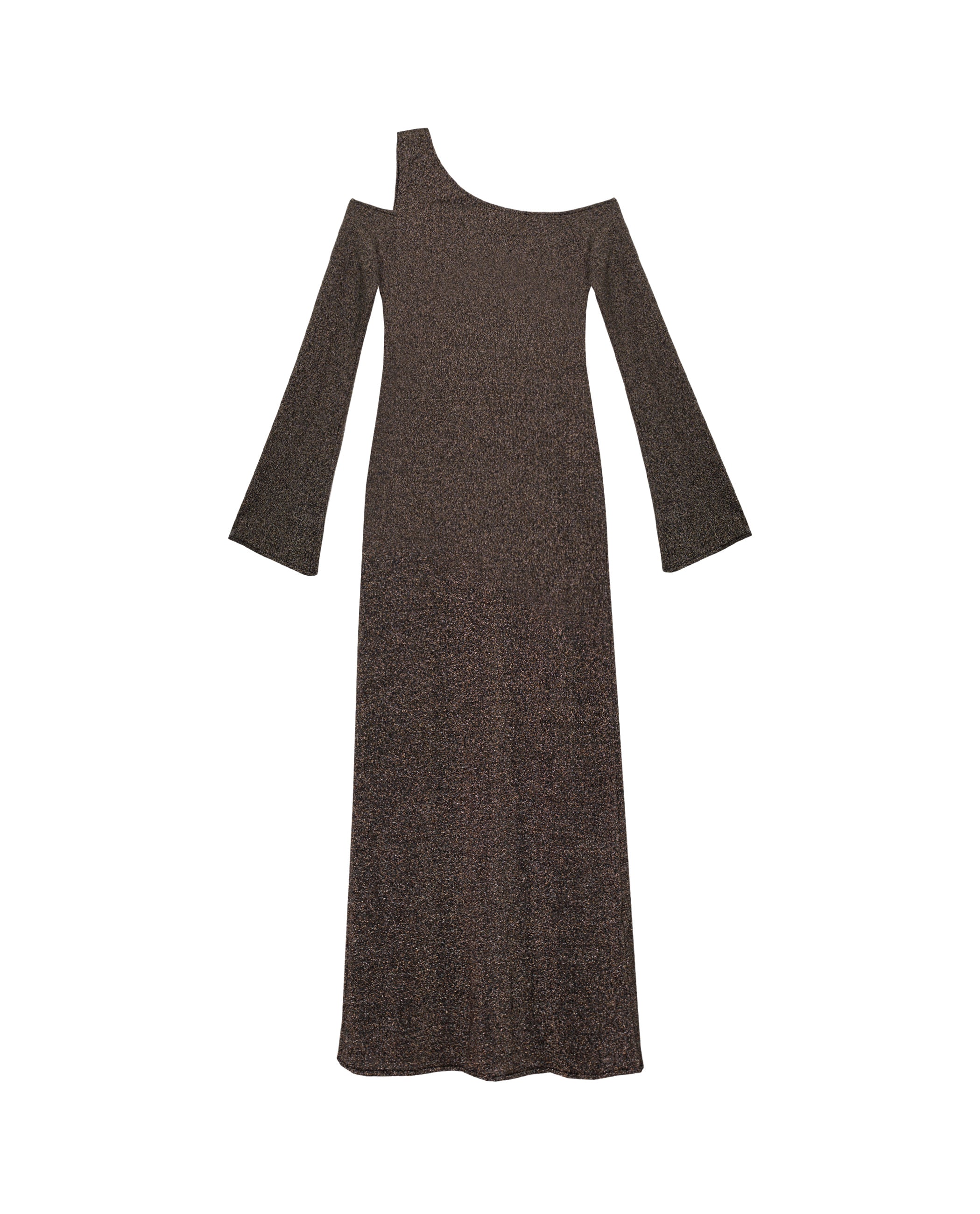 Vestido Comprido de Malha Brilhante Prata-6