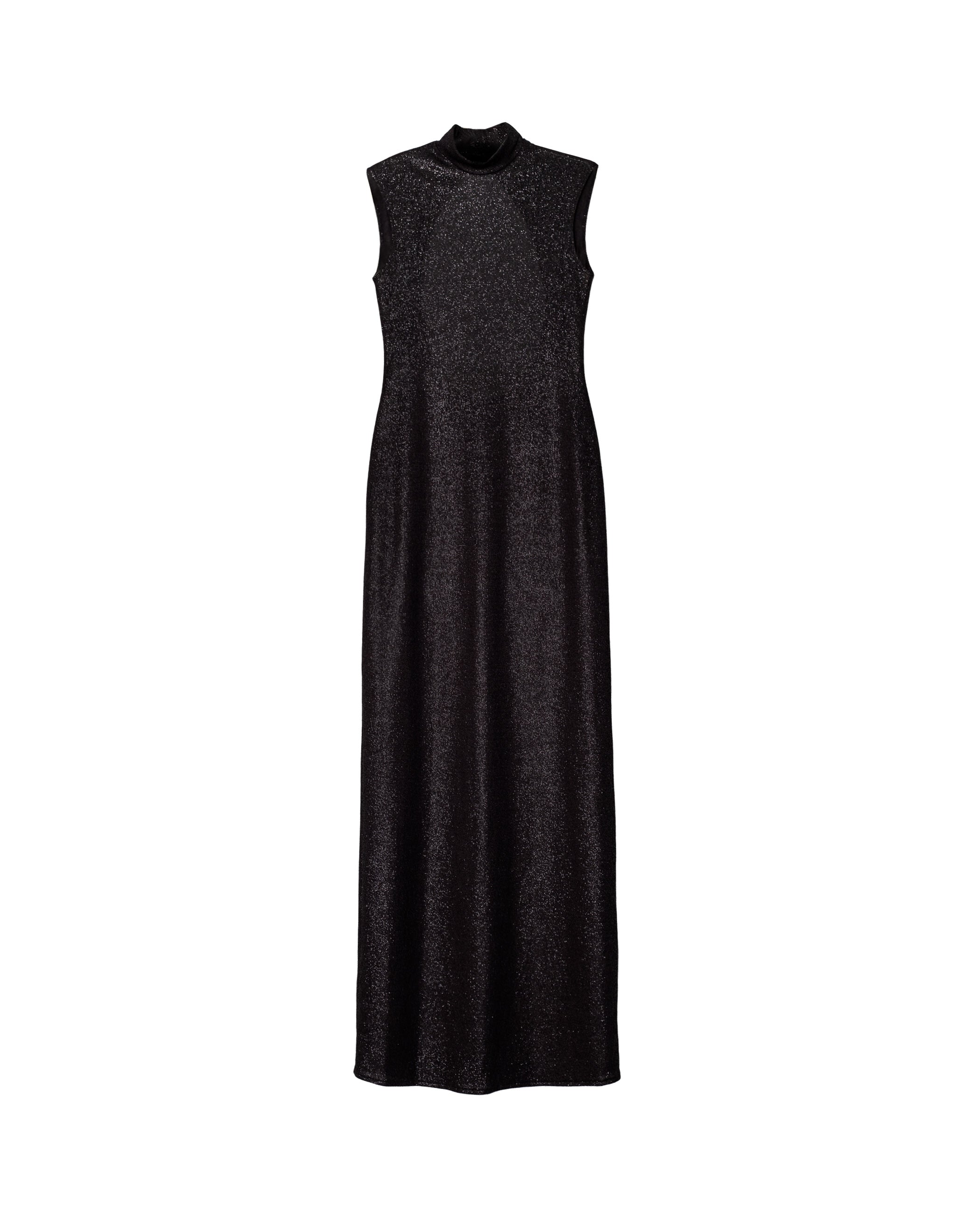Vestido Midi Brilhante e Costas Descobertas Preto-6