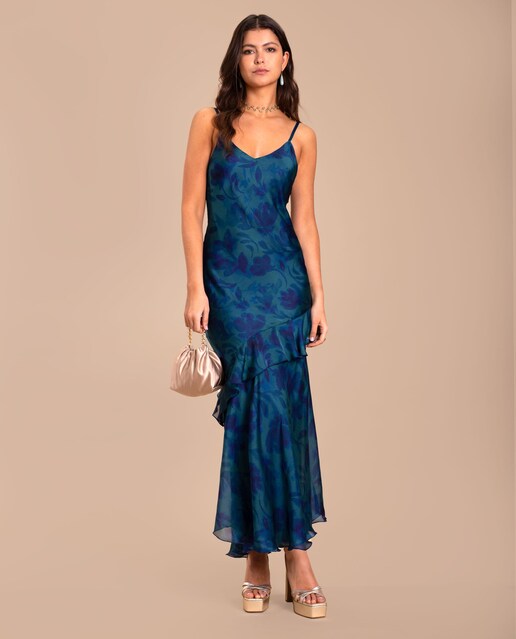 Imagem 0 de Vestido Midi de Alças com Folho