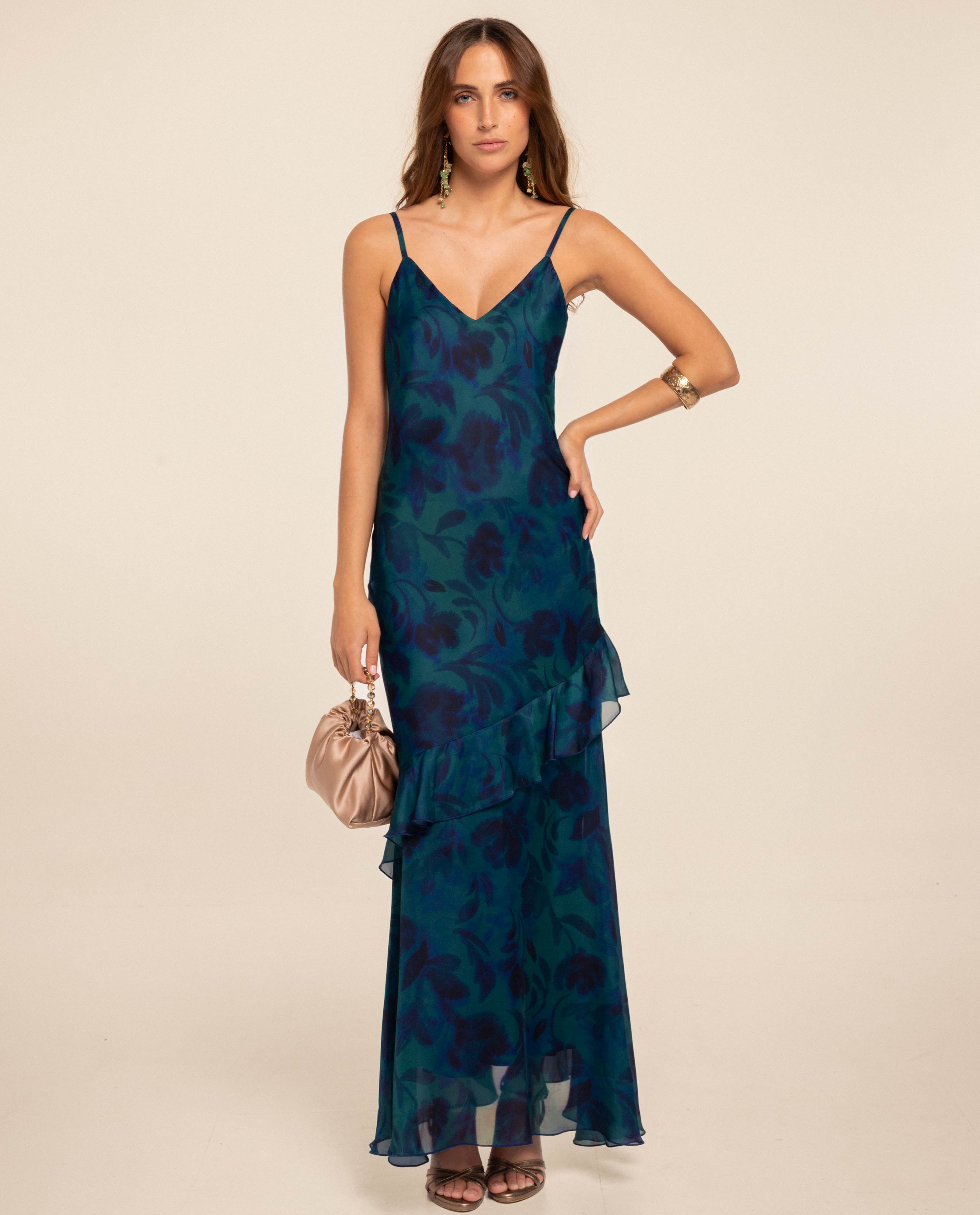 Imagem 0 de Vestido Midi de Alças com Folho