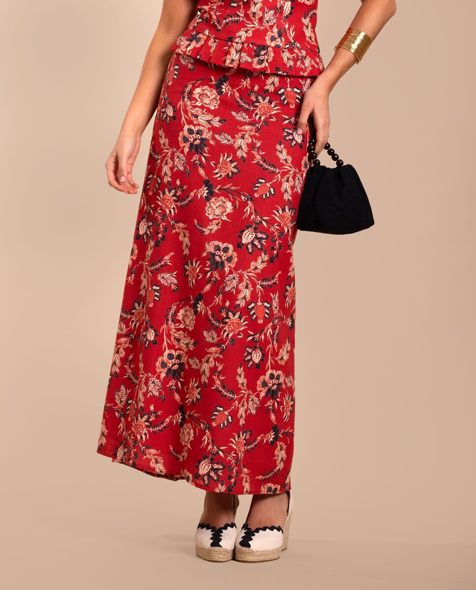 Saia Midi com Estampado Preto-2