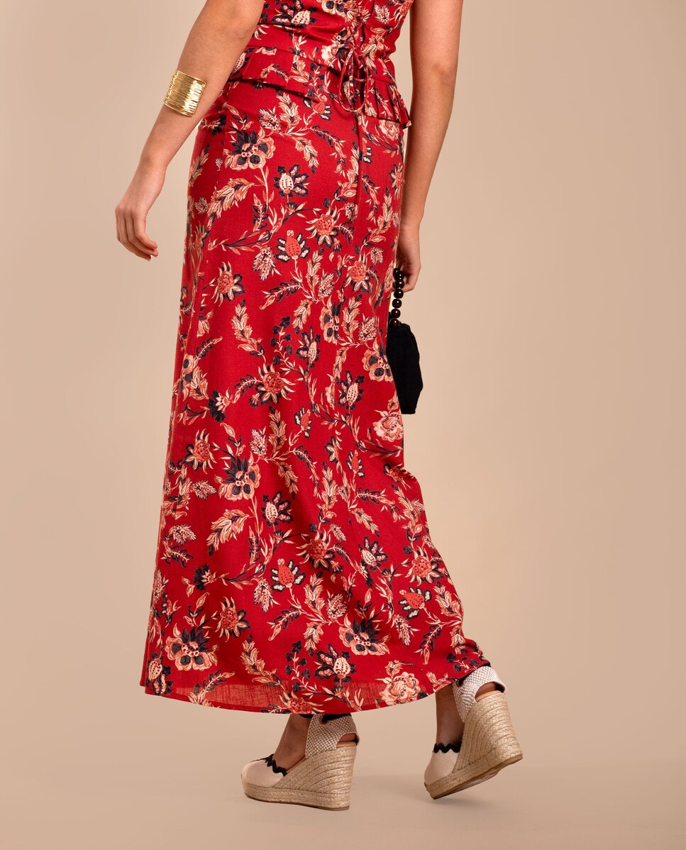 Saia Midi com Estampado Preto-3