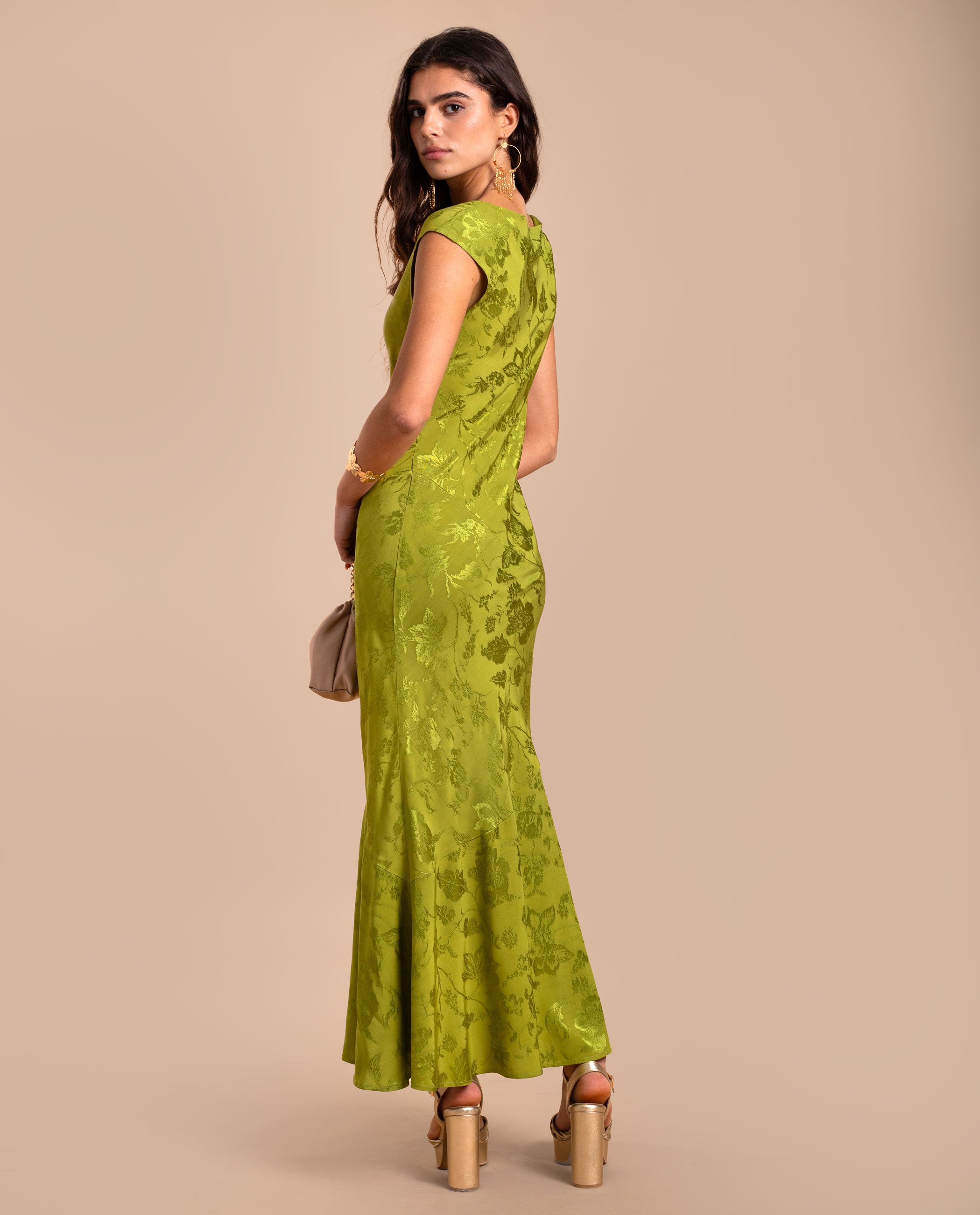 Vestido Midi sem Mangas Amarelo-5