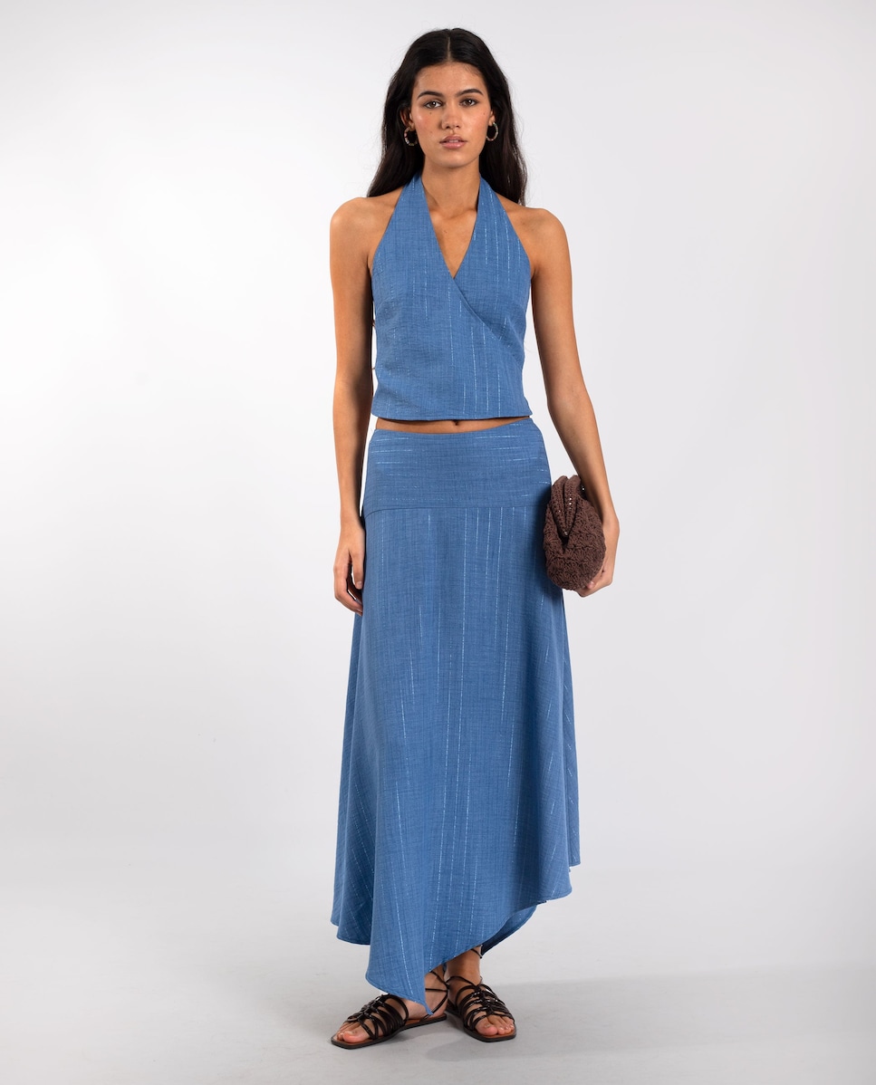 Top Cruzado com Gola Halter e com Decote em V Rosa-4