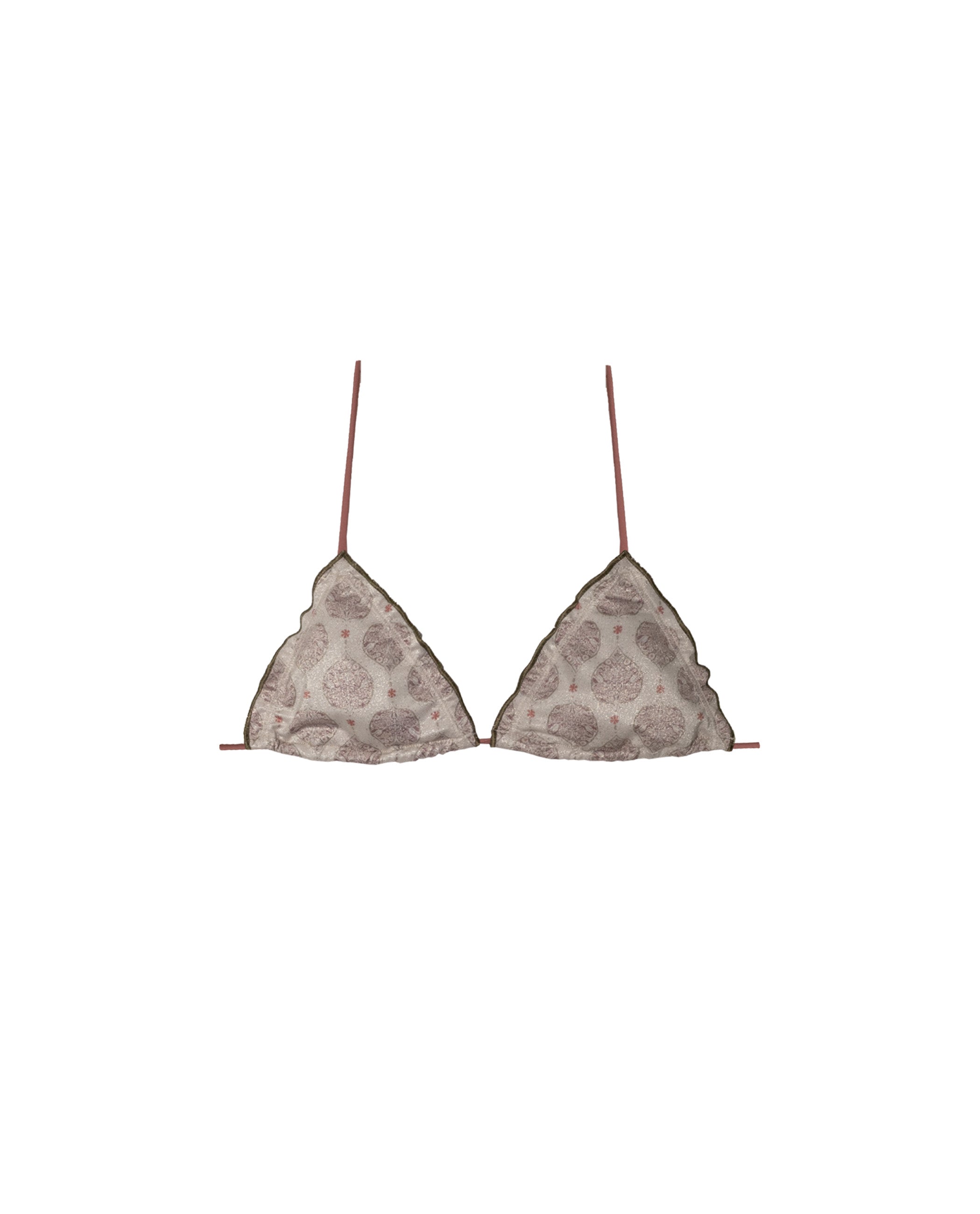 Top de Biquíni de Triângulo com Forro Amovível Creme-5