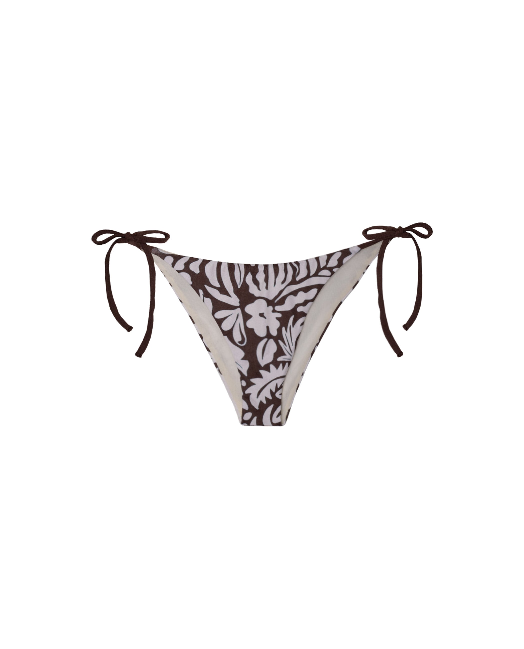 Gola de Biquíni Ajustável com Laço Castanho / Branco gasto-5
