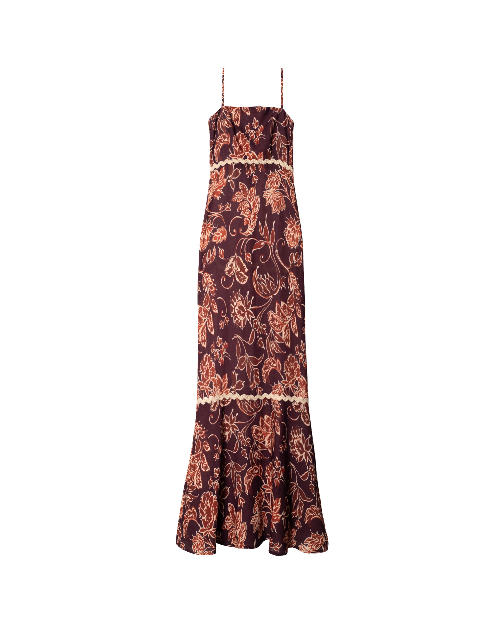 Vestido Midi de Alças com Corte Império e Folho Multicolor-4