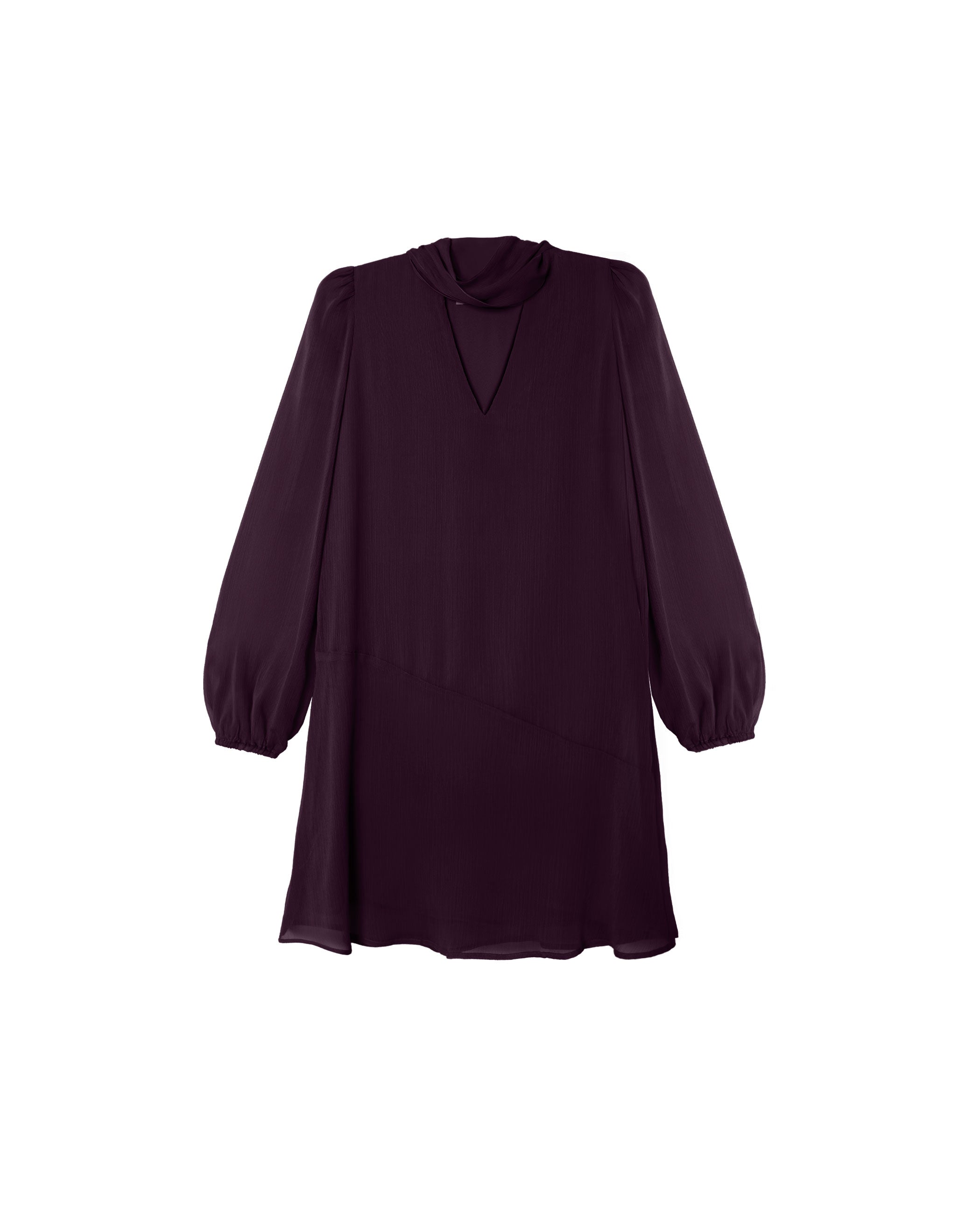 Vestido Curto de Manga Abalonada e Laçada Roxo-5