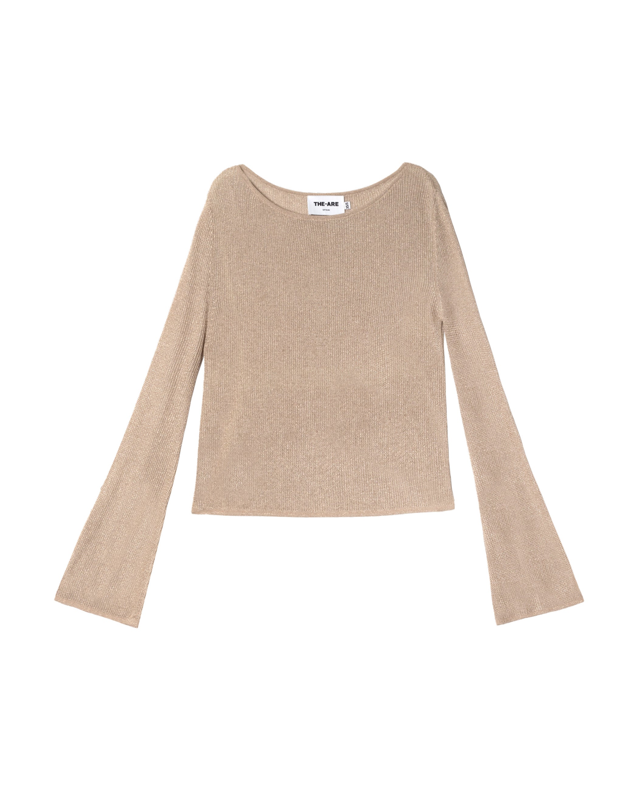 Camisola de Malha Leve com Brilho Bege-5