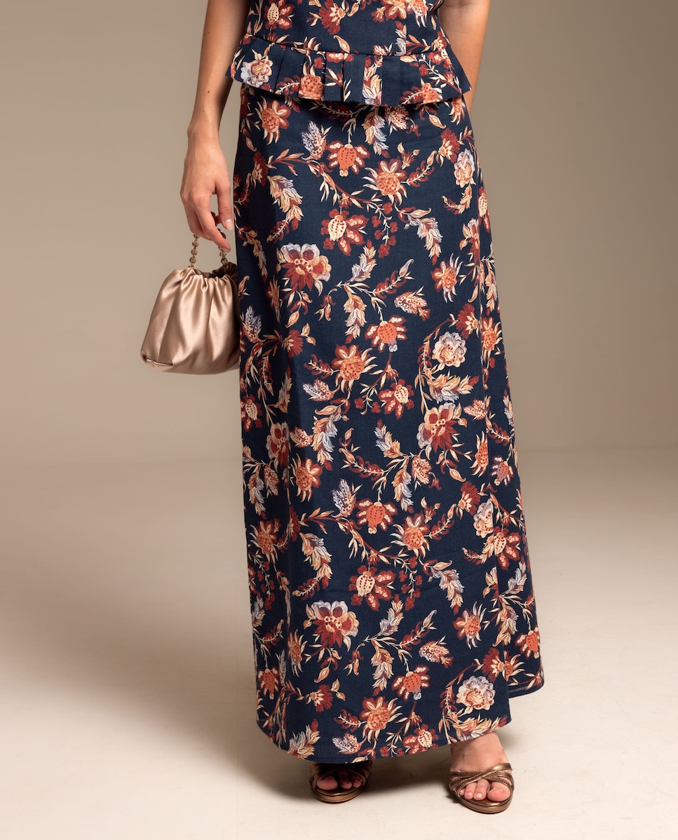 Saia Midi com Estampado Azul-marinho-2