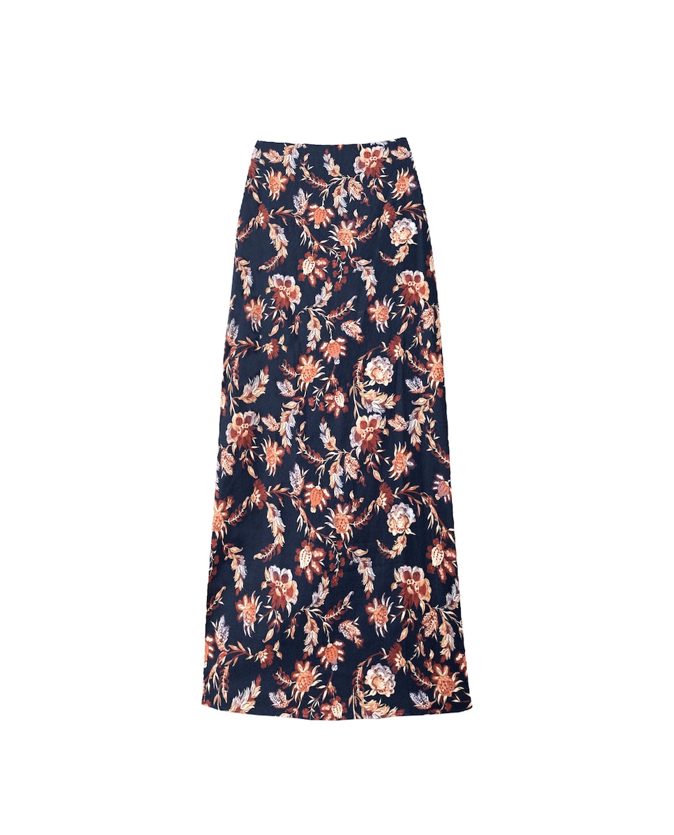 Saia Midi com Estampado Azul-marinho-5