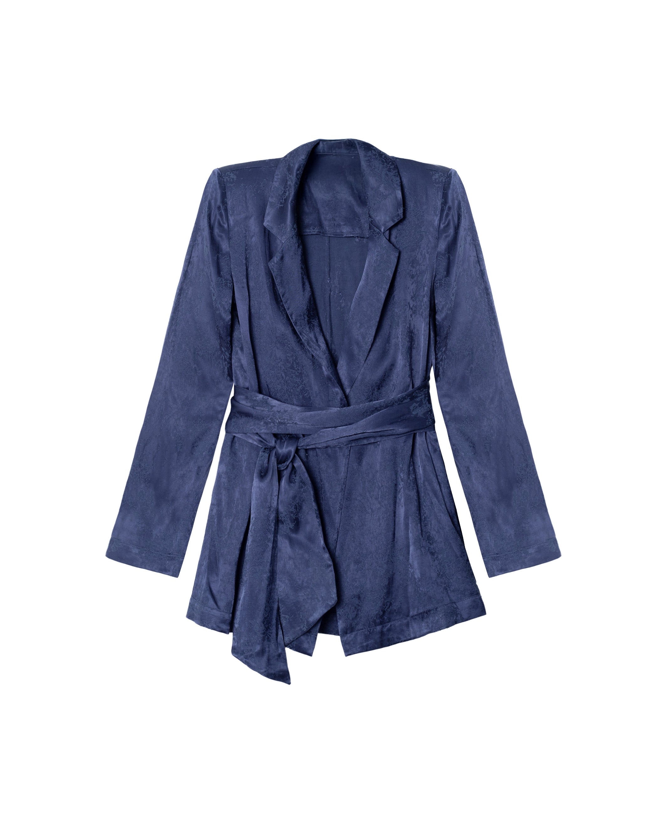 Blazer de Fato com Cinto Azul-marinho-5
