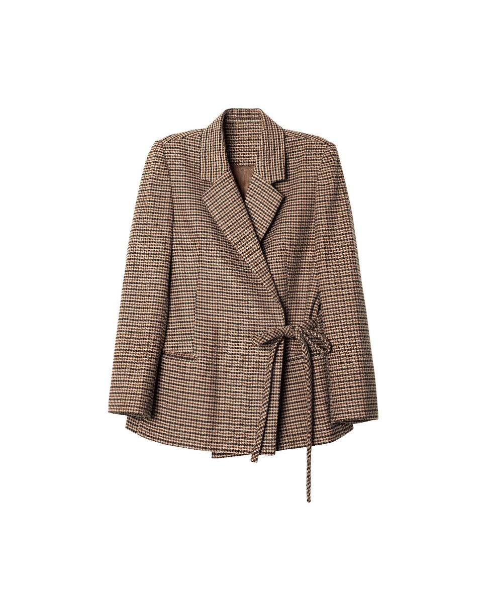 Blazer Cruzada com Lapela e Ajuste com Laçadas Castanho-5