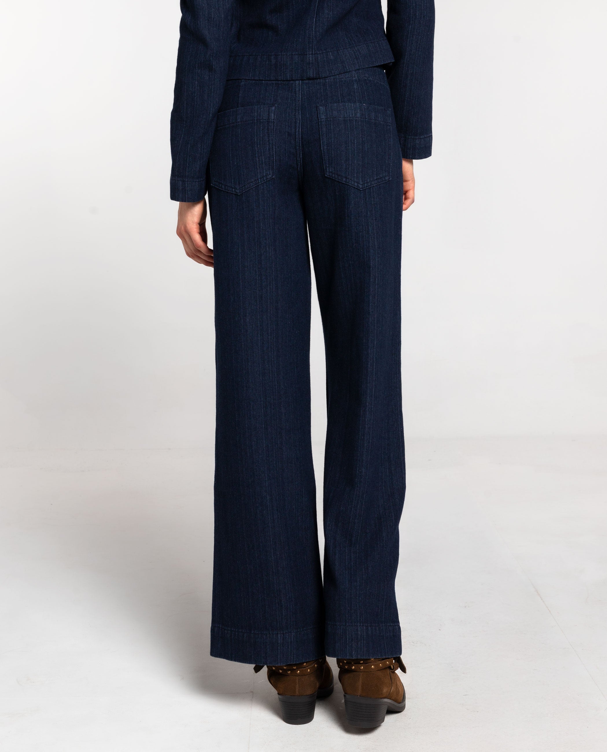 Jeans com Corte a Direito de Cintura Baixa Azul-marinho-3