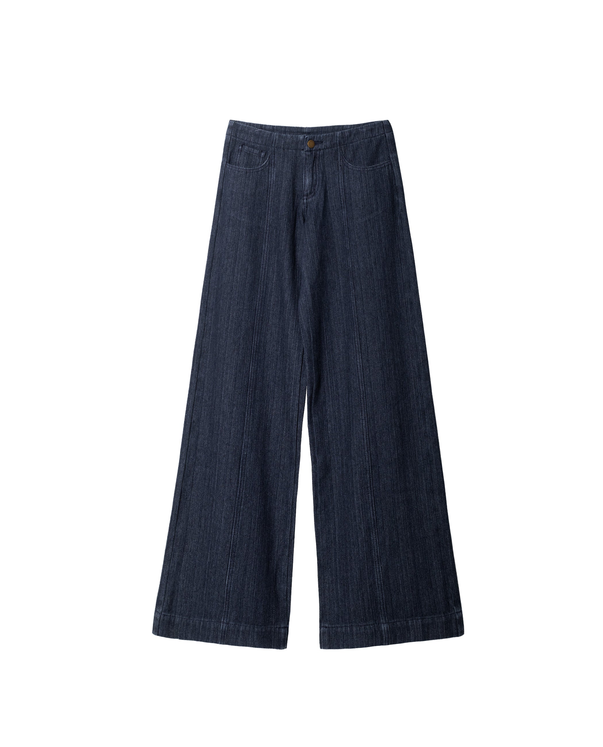 Jeans com Corte a Direito de Cintura Baixa Azul-marinho-5