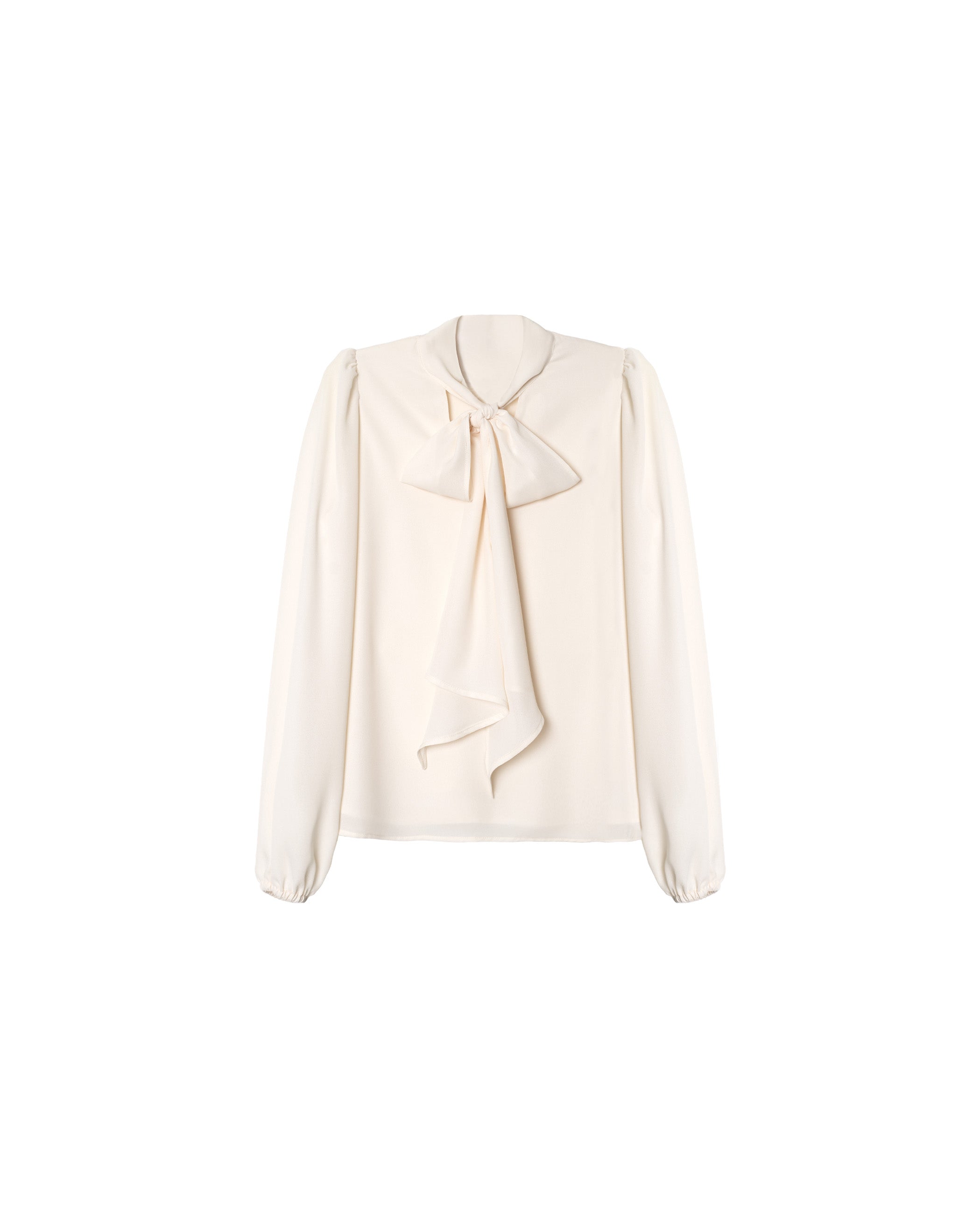 Blusa de Manga Comprida com Decote em V e Laçada Multiposições Bege-5