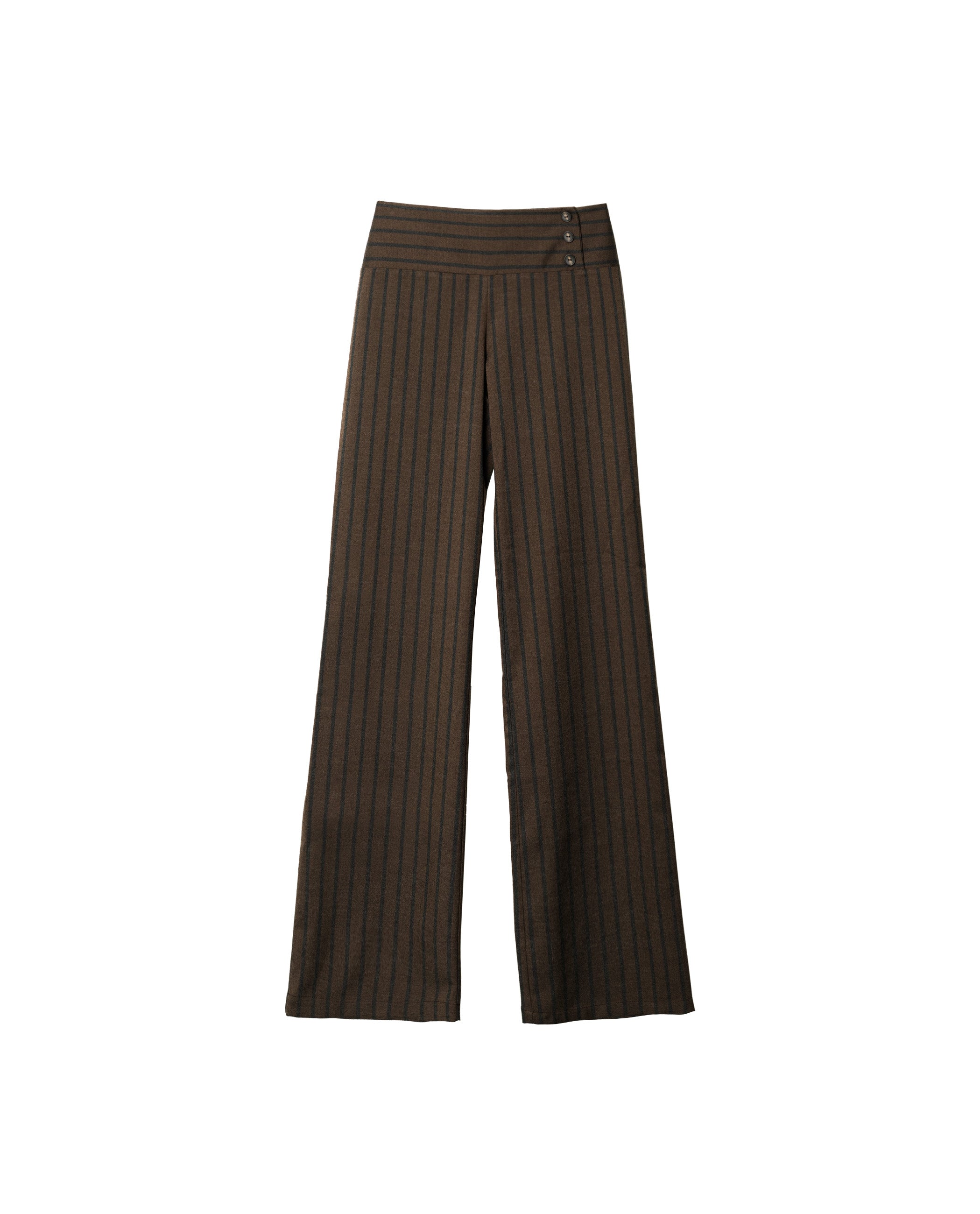 Calças Retas com Fecho Zip Invisível Castanho-5