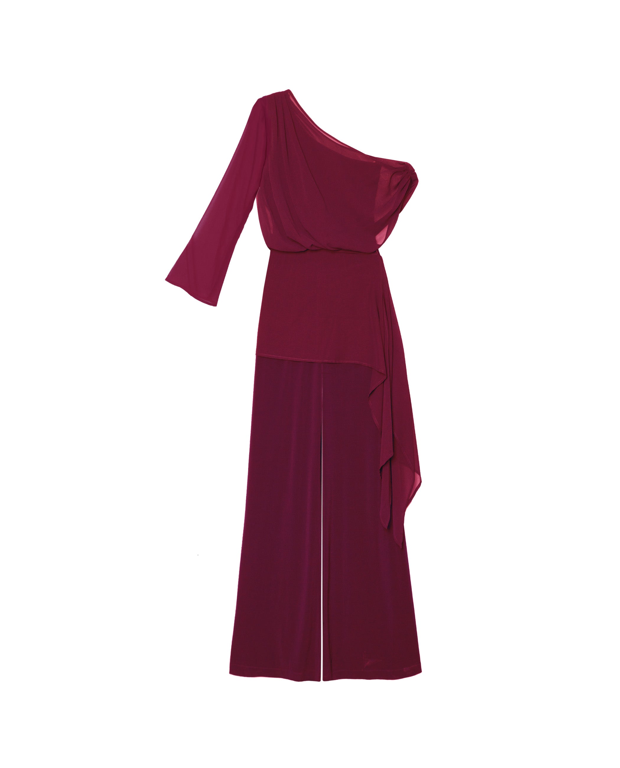 Macacão Comprido de Malha com Capa Multiposições Grená-5